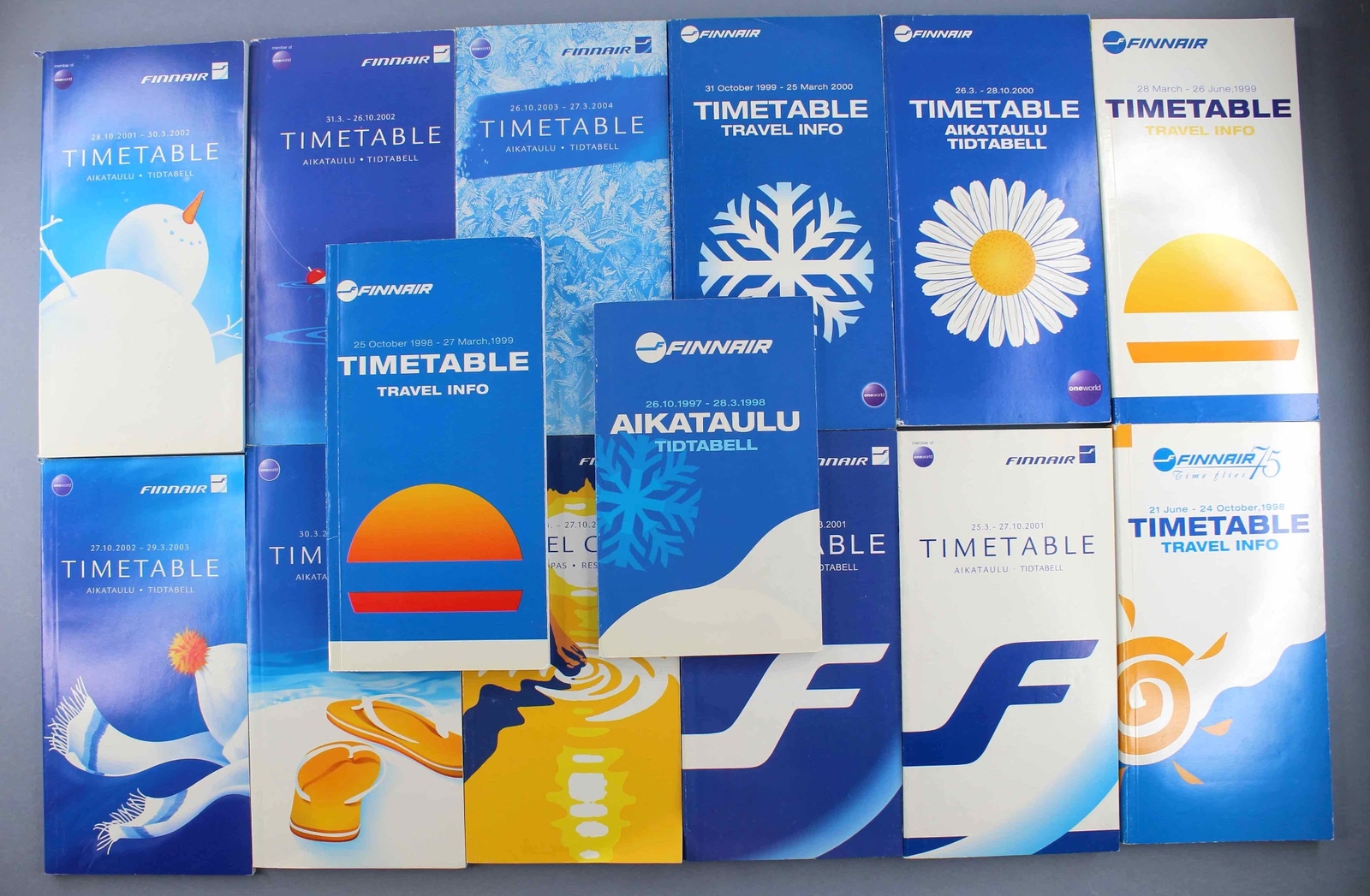 FINNAIR AIRLINE TIMETABLE X 14 - 1997 - 2007 FINLAND