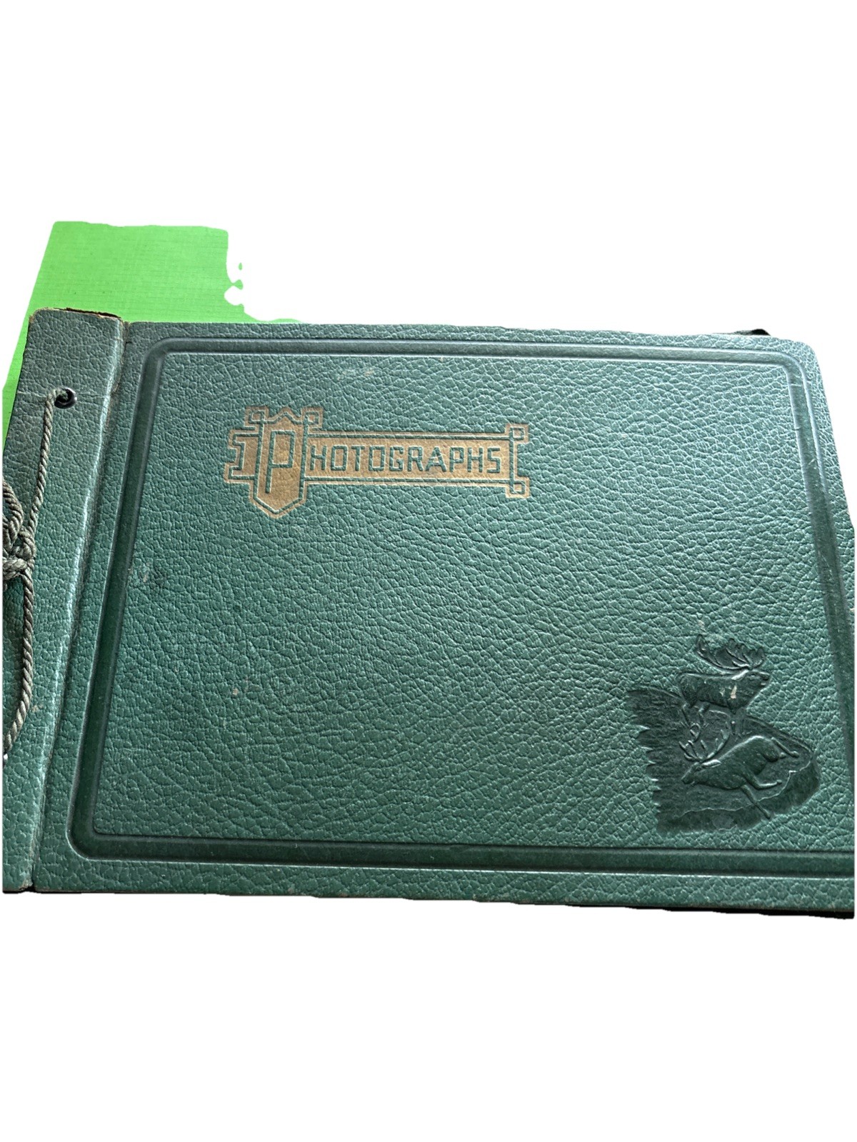 Vintge 1940's Photograph Album Deer Cover Lace Bound w/Black Pages Vintge 1940's Photograph Album Deer Cover Lace Bound w/Black Pages