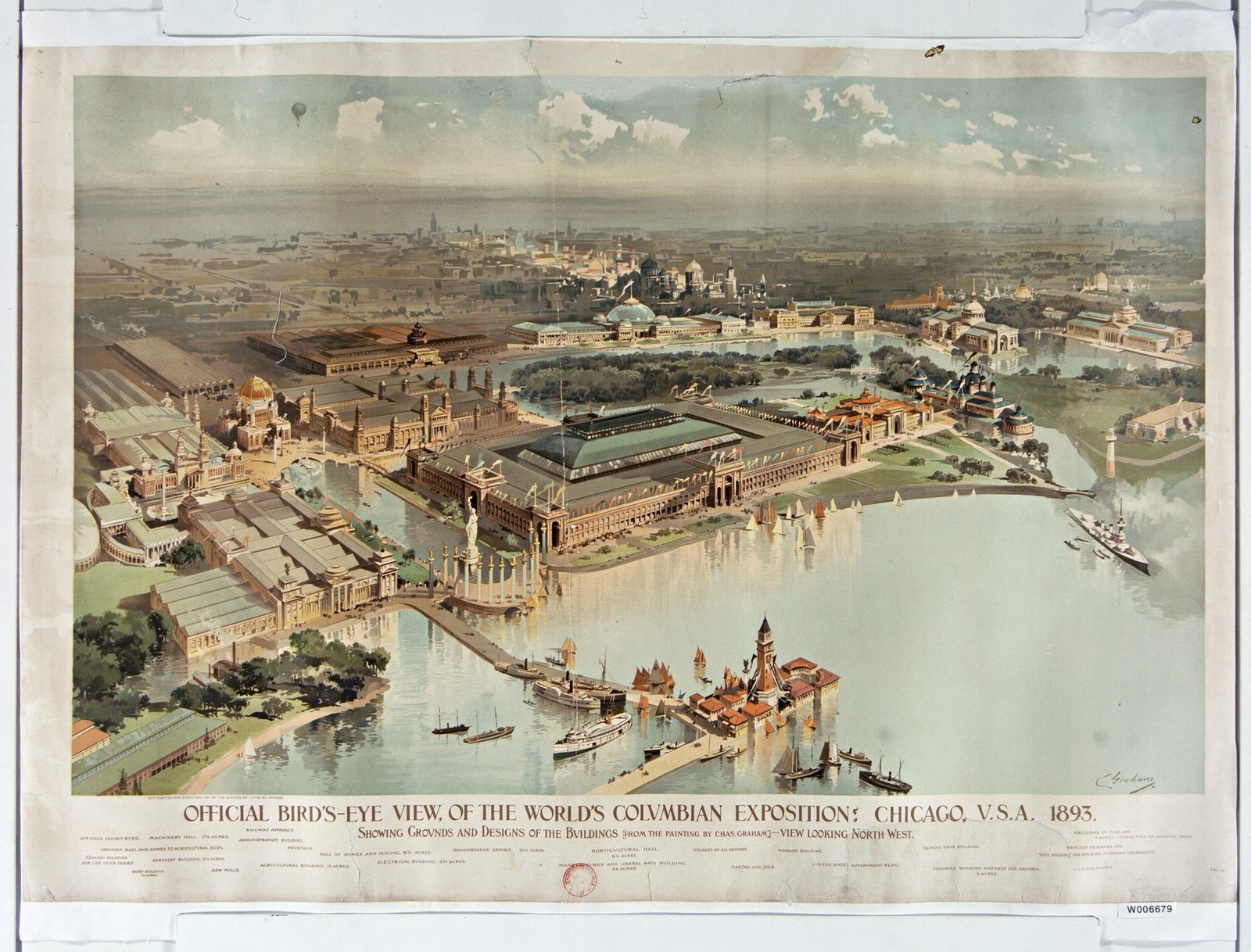 Chicago 1893 World's Columbian Exposition Vintage Bird's Eye Photo Reprint Wall