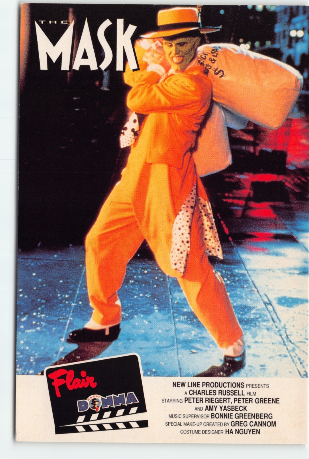 THE MASK MOVIE PROMO 4X6 POSTCARD WITH NO MENTION OF JIM CARREY IN CREDITS