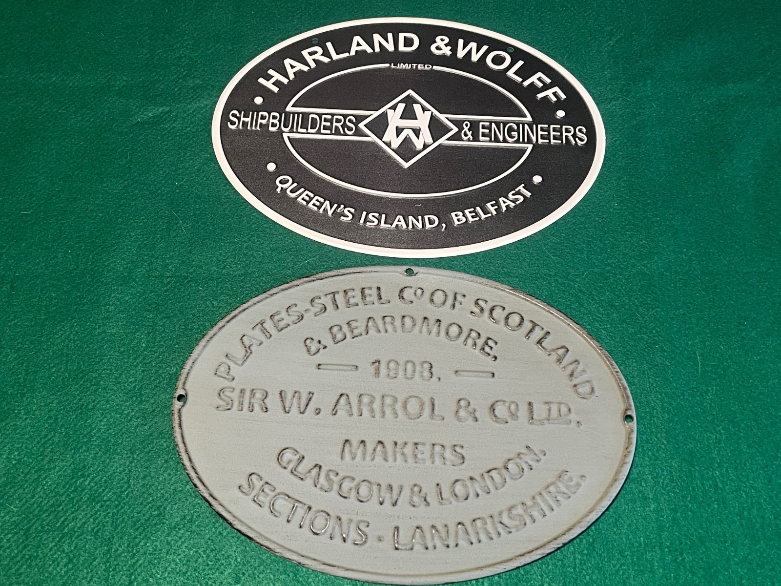 Harland and Wolff and Sir Willim Arrol replica Cold Rolled Steel Builders Plaque