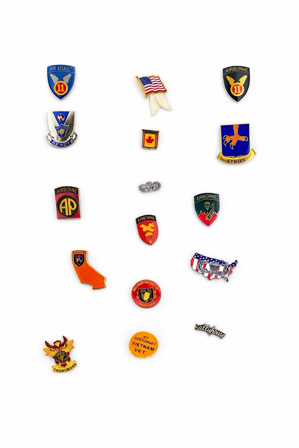 Vintage US Army Airborne Military Enamel Pin Lot Vietnam Era Patriotic