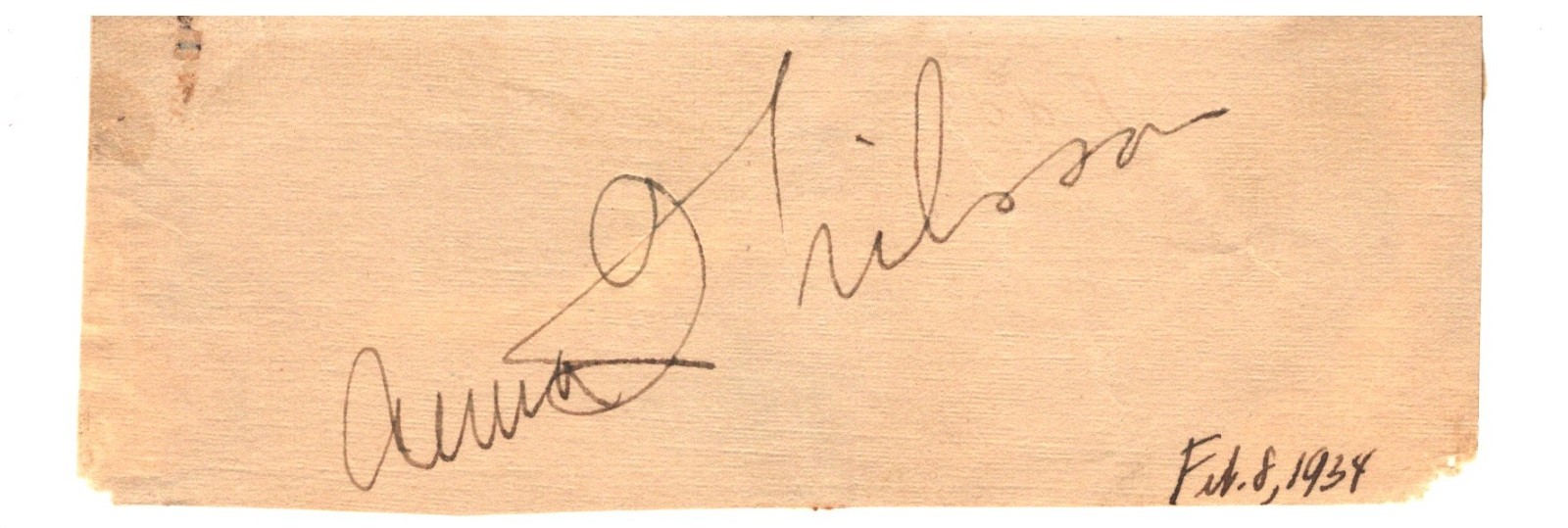 ANNA Q. NILSSON. SWEDISH ACTRESS AUTOGRAPH CUT SQUARE 2/8/1934 ANNA Q. NILSSON. SWEDISH ACTRESS AUTOGRAPH CUT SQUARE 2/8/1934