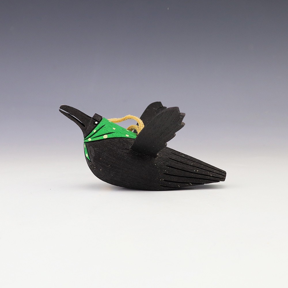 NATIVE AMERICAN NAVAJO FOLK ART CROW ORNAMENT BY RAY LANSING