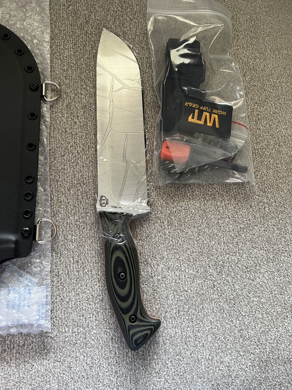 Work Tuff Gear Kodiak Knife SK85 Black & Green G10 w/Orange Liner