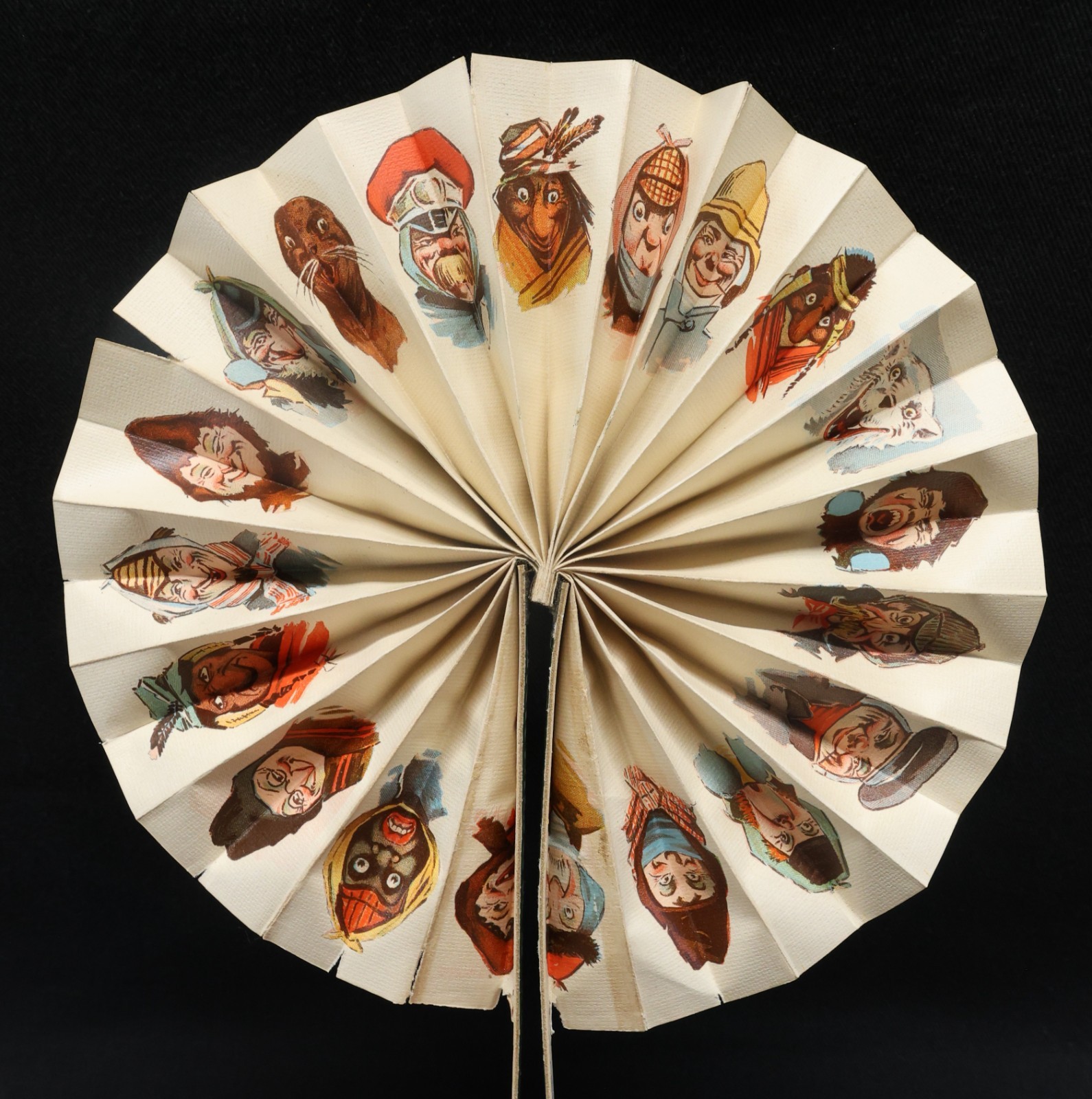 Antique Armour\'s Pork & Beans Advertising Comical Faces Alaska Paper Folding Fan Antique Armour\'s Pork & Beans Advertising Comical Faces Alaska Paper Folding Fan