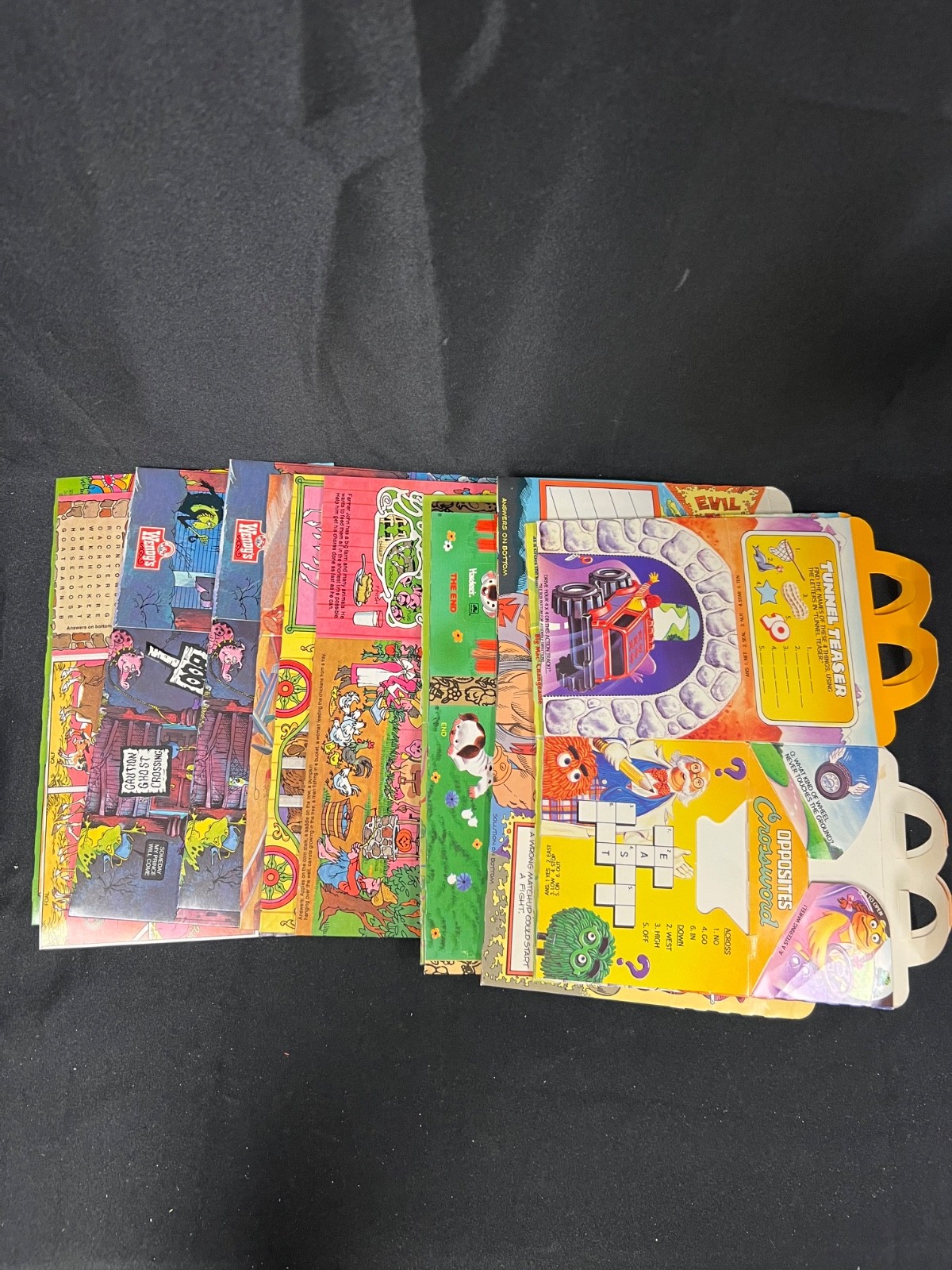 Lot of  13 80s Wendy’s Kids Meal Box Packaging Promotion Vintage