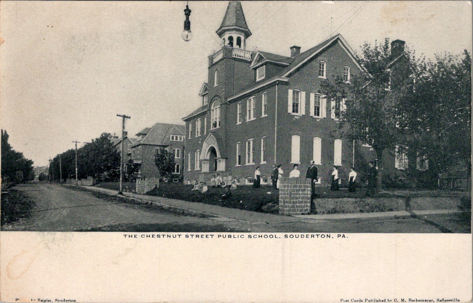 Chestnut Street Public School Souderton PA Postcard 1900s Halftone Print Chestnut Street Public School Souderton PA Postcard 1900s Halftone Print