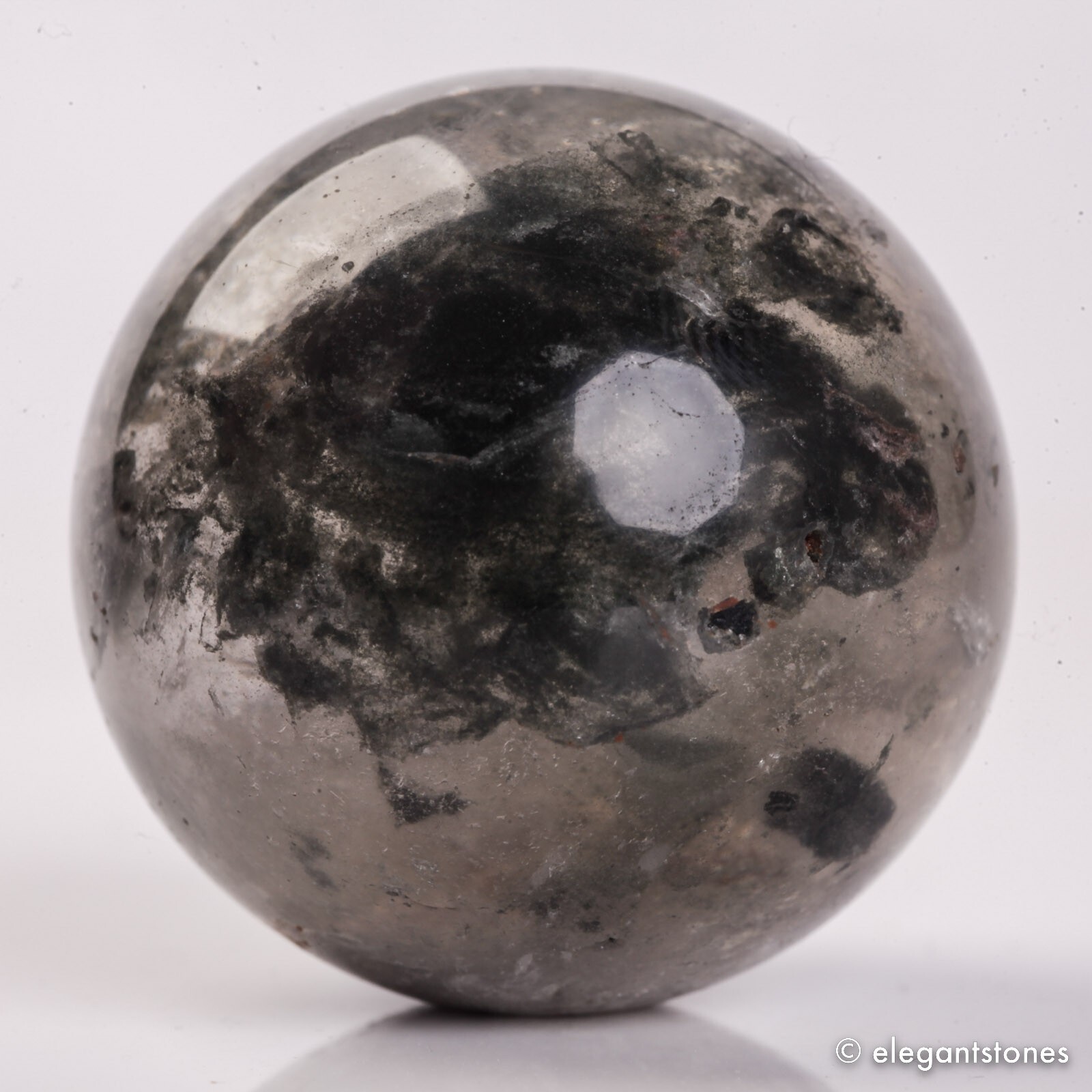 58g34mm Natural Garden/Phantom/Ghost/Lodolite Quartz Crystal Sphere Healing Ball