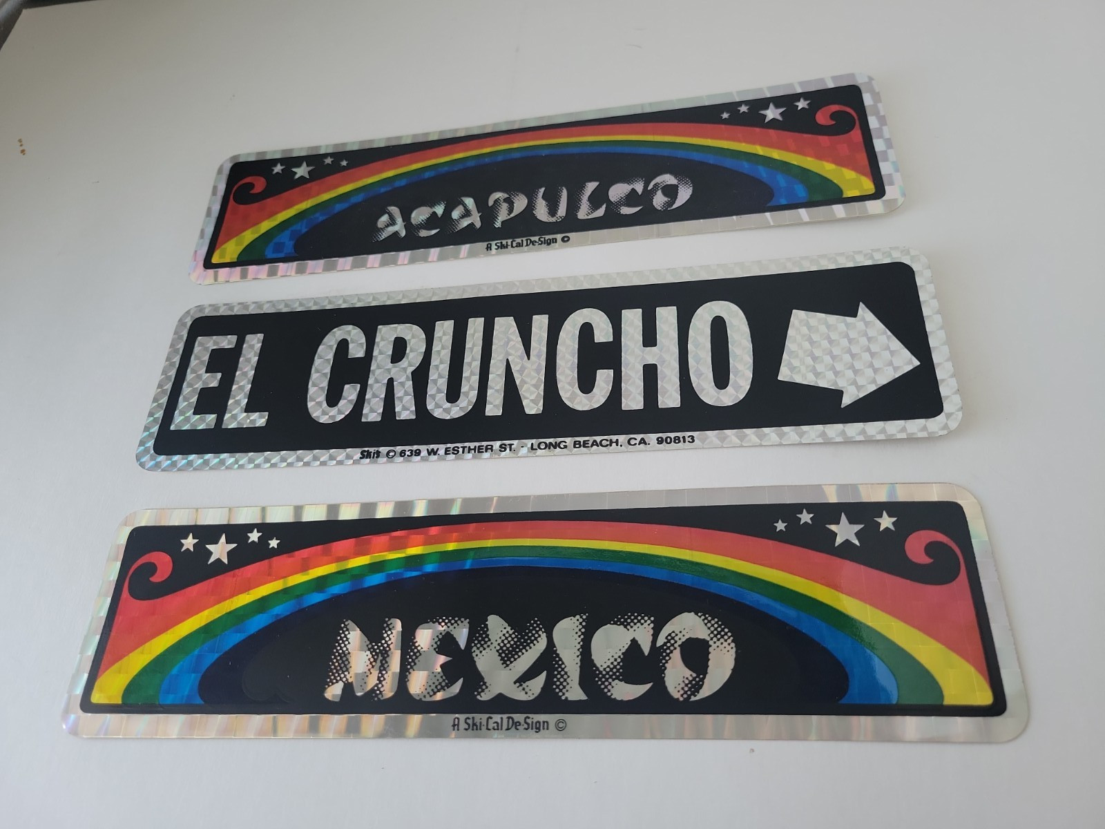 Vtg BUMPER STICKERS Lot of 3 NEW Retro Prism Holographic Mexico Acapulco