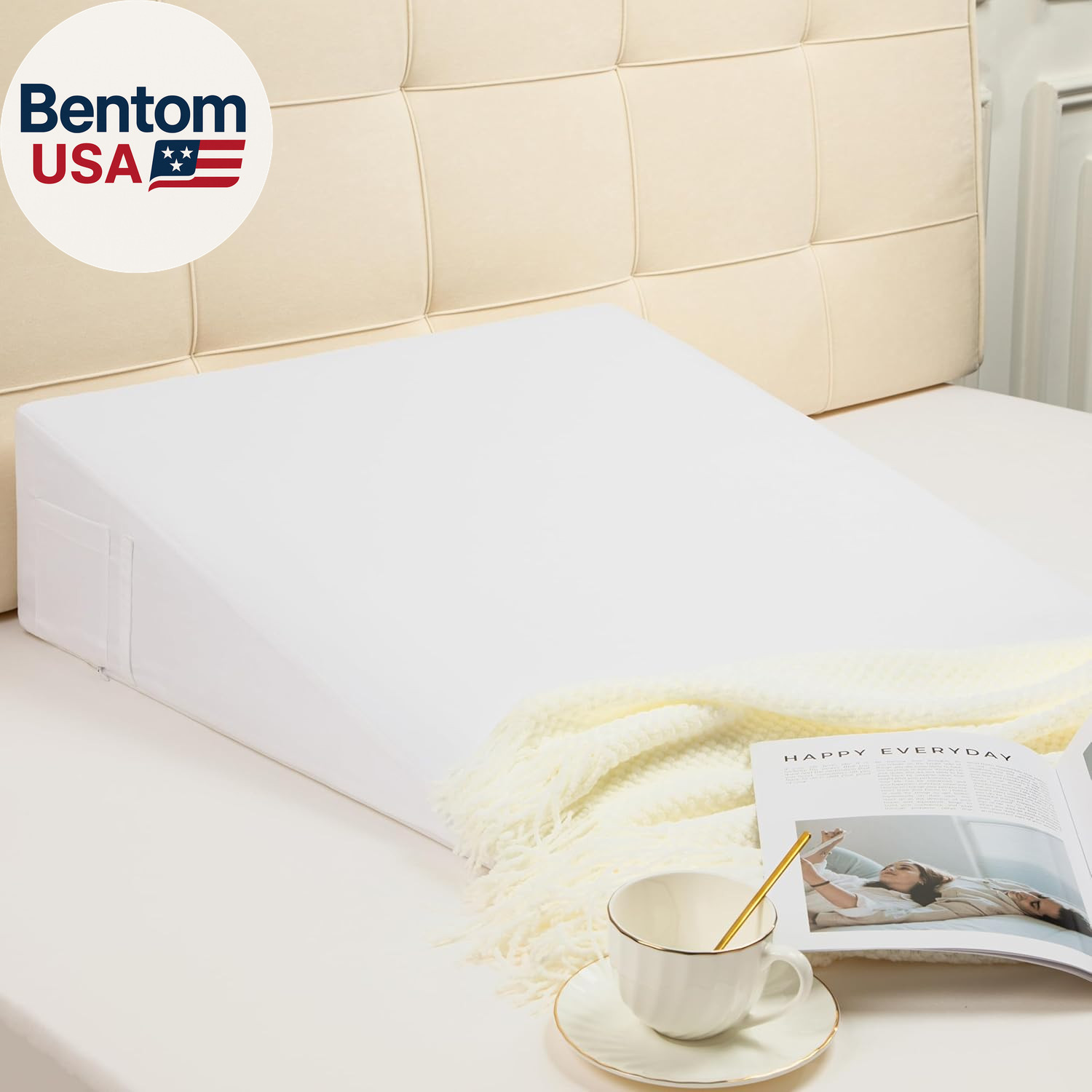 White Wedge Pillow Case Cover,Bed Wedge Pillow Cover with Zipper,25\ White Wedge Pillow Case Cover,Bed Wedge Pillow Cover with Zipper,25\
