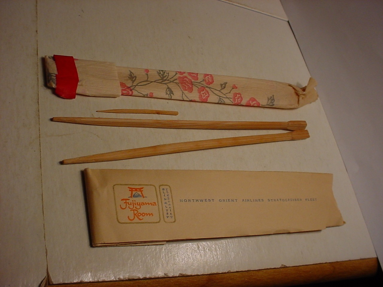 Vintage Northwest Orient Airlines Stratocruiser Fleet Chopsticks Fujiyama Room