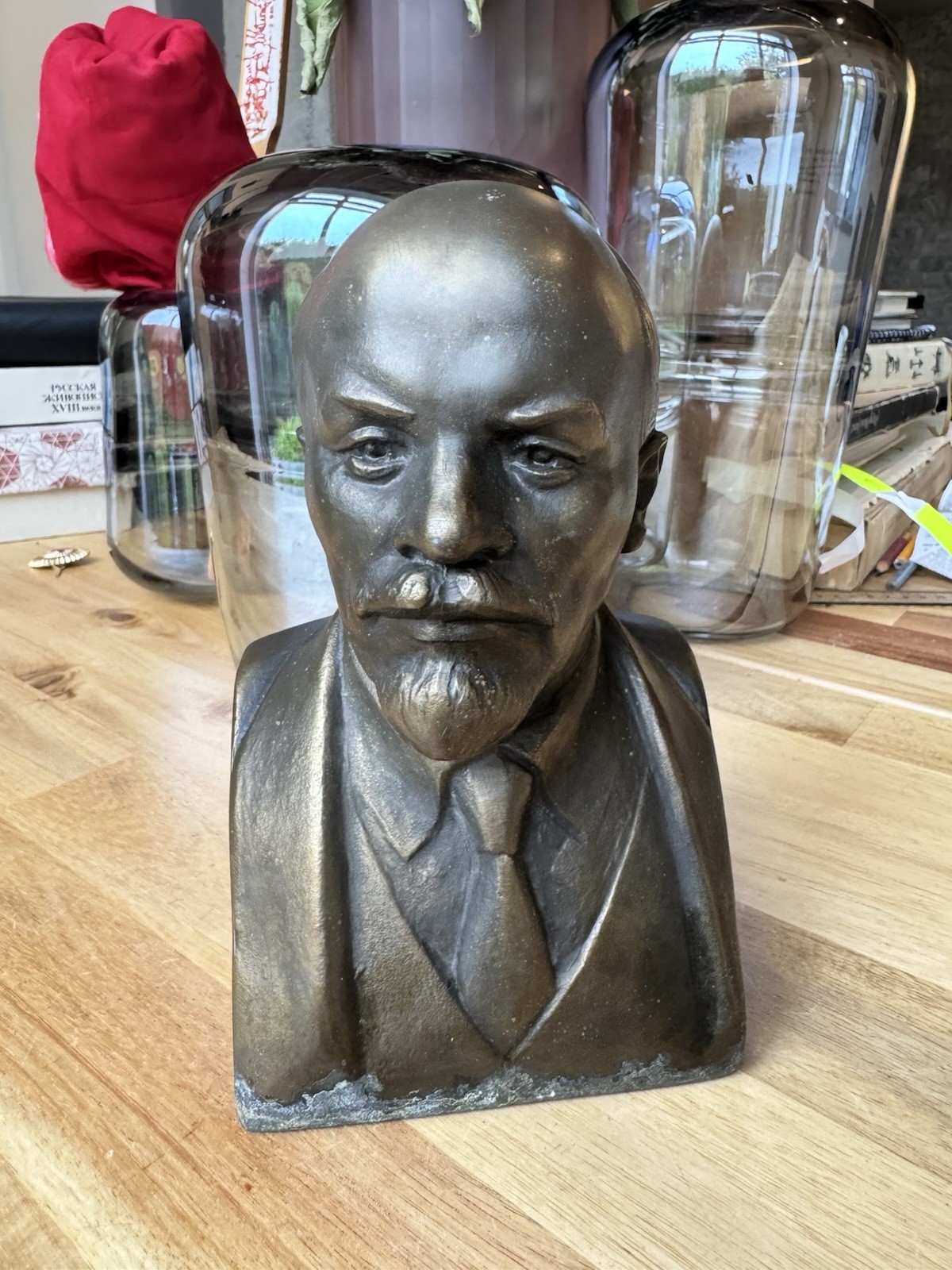 Vintage Soviet Metal Bust of Vladimir Lenin – USSR Communist Leader Statue