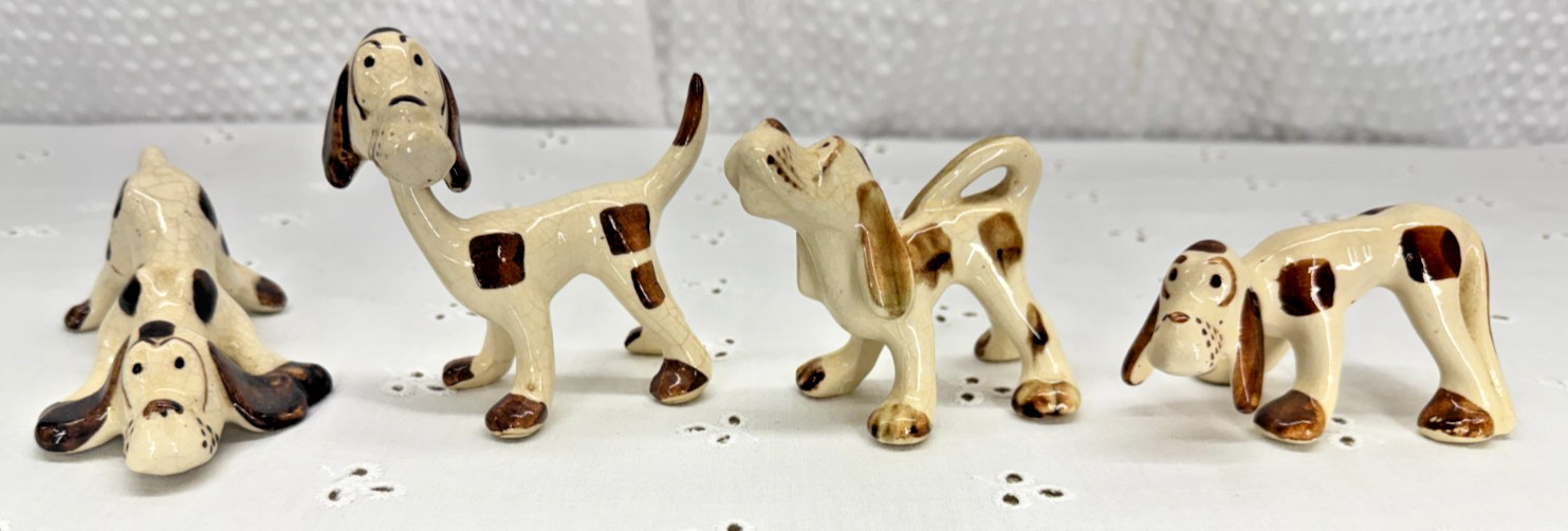 VINTAGE RIO HONDO POTTERY CALIFORNIA 4 DOGS BOBBLEHEAD FIGURINES USA VINTAGE RIO HONDO POTTERY CALIFORNIA 4 DOGS BOBBLEHEAD FIGURINES USA