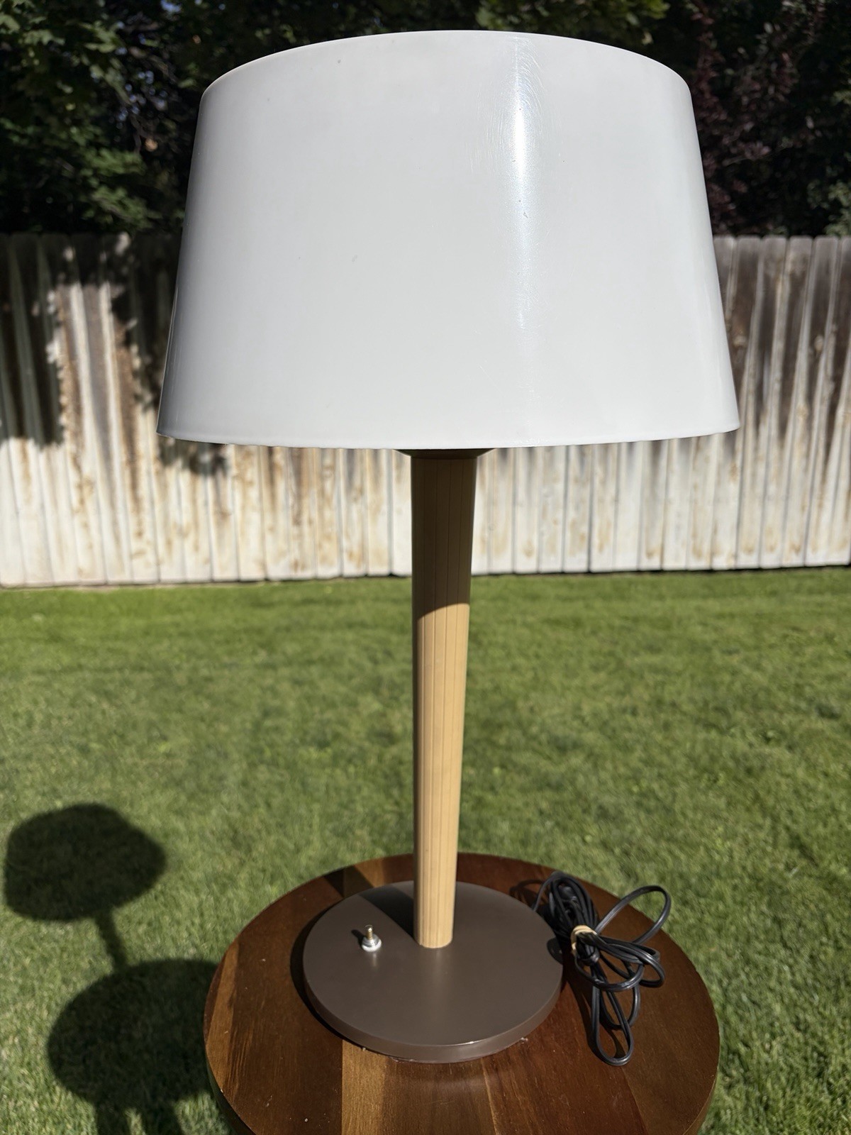 vtg Gerald Thurston Lampolier Table Lamp Light White+Tan MCM Tested Works 22”