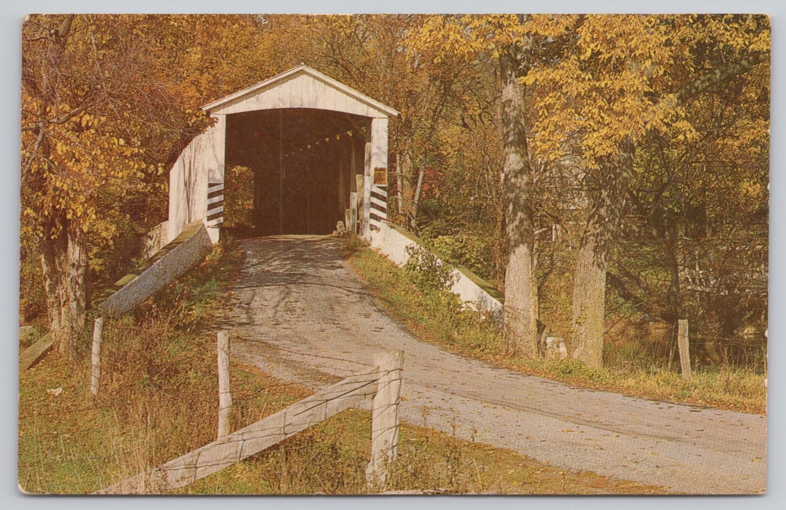 Vintage 1968 Nolt's Point Mill Covered Bridge Amishland PA Postcard
