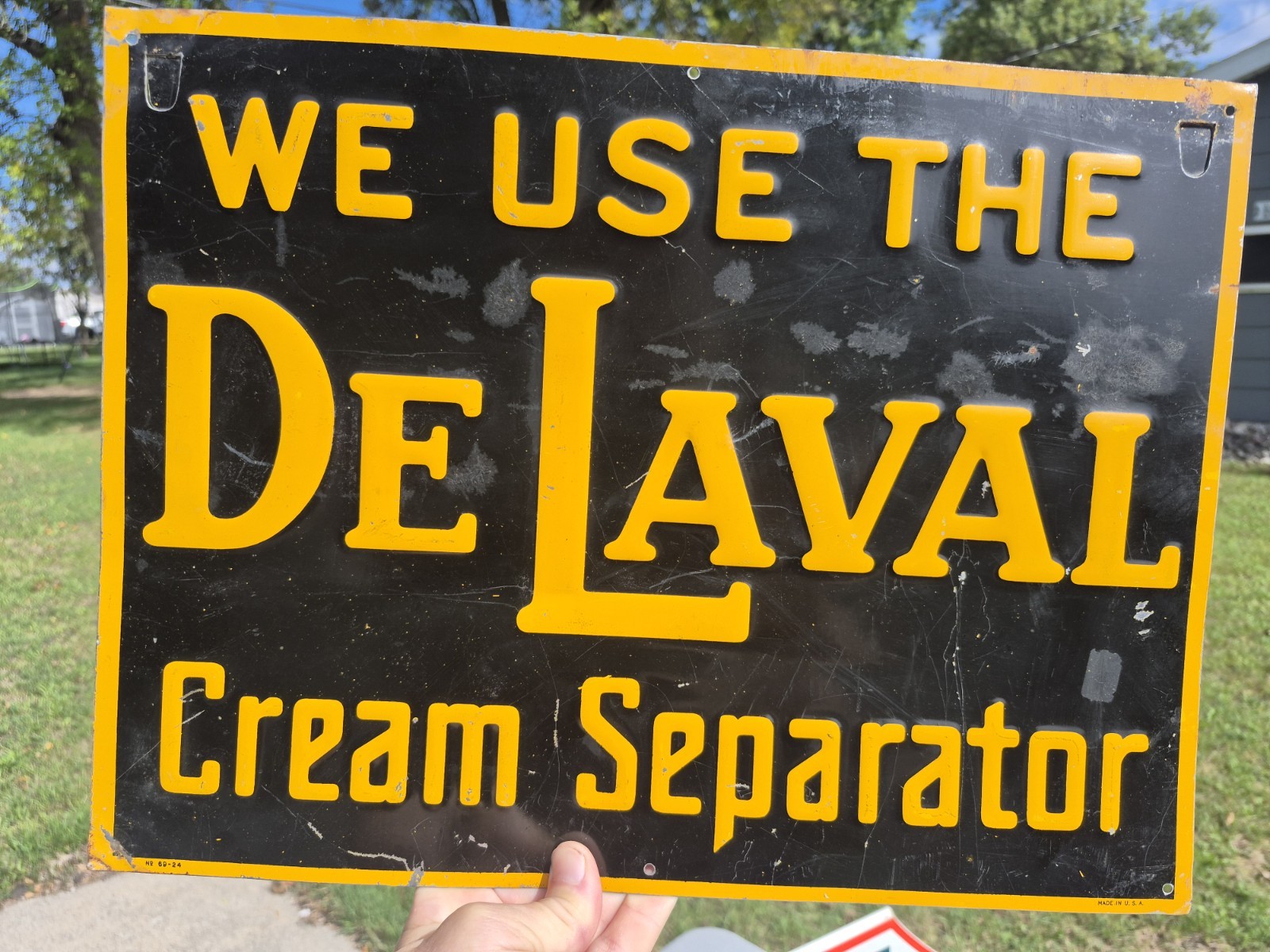 Antique 1924 Embossed De Laval Delaval Cream Separator Tin Sign 16\