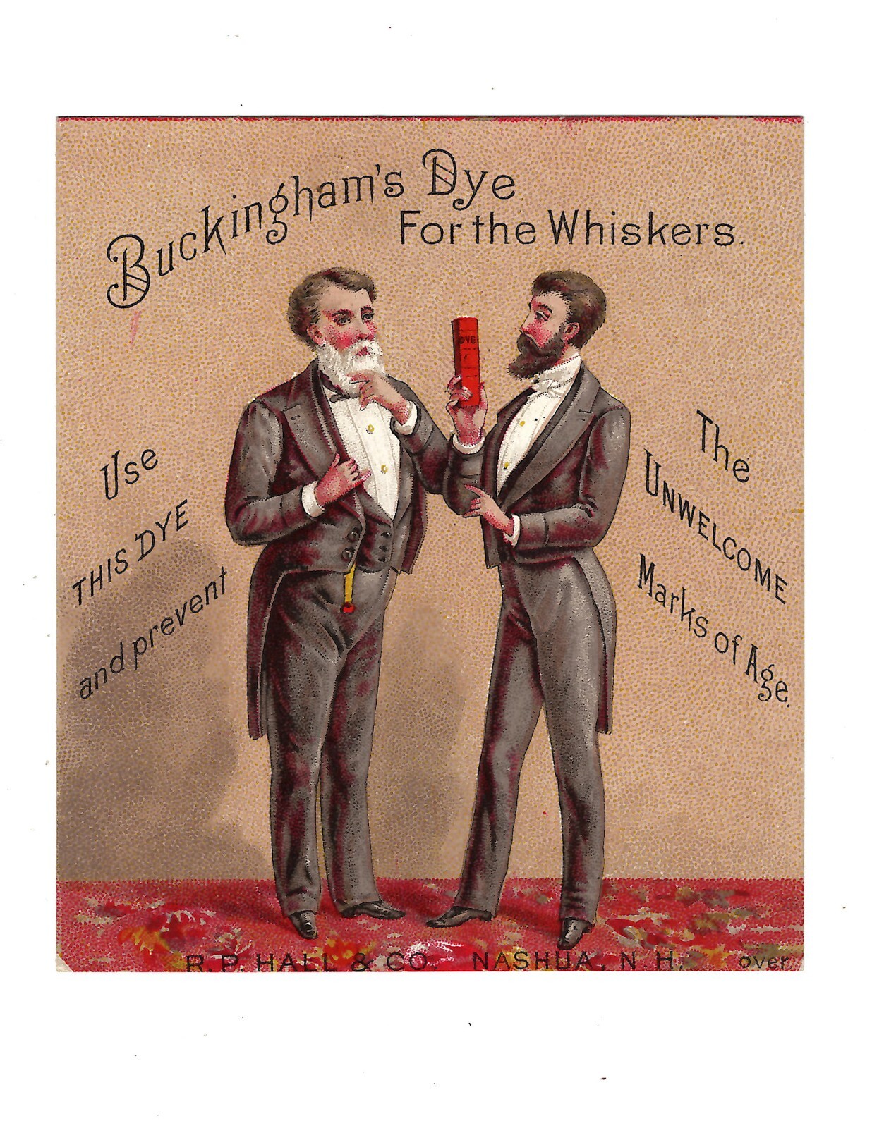 Victorian Trade Card 1800\'s Buckinghams Beard Whisker Dye RP Hall & Co Nashua NH Victorian Trade Card 1800\'s Buckinghams Beard Whisker Dye RP Hall & Co Nashua NH