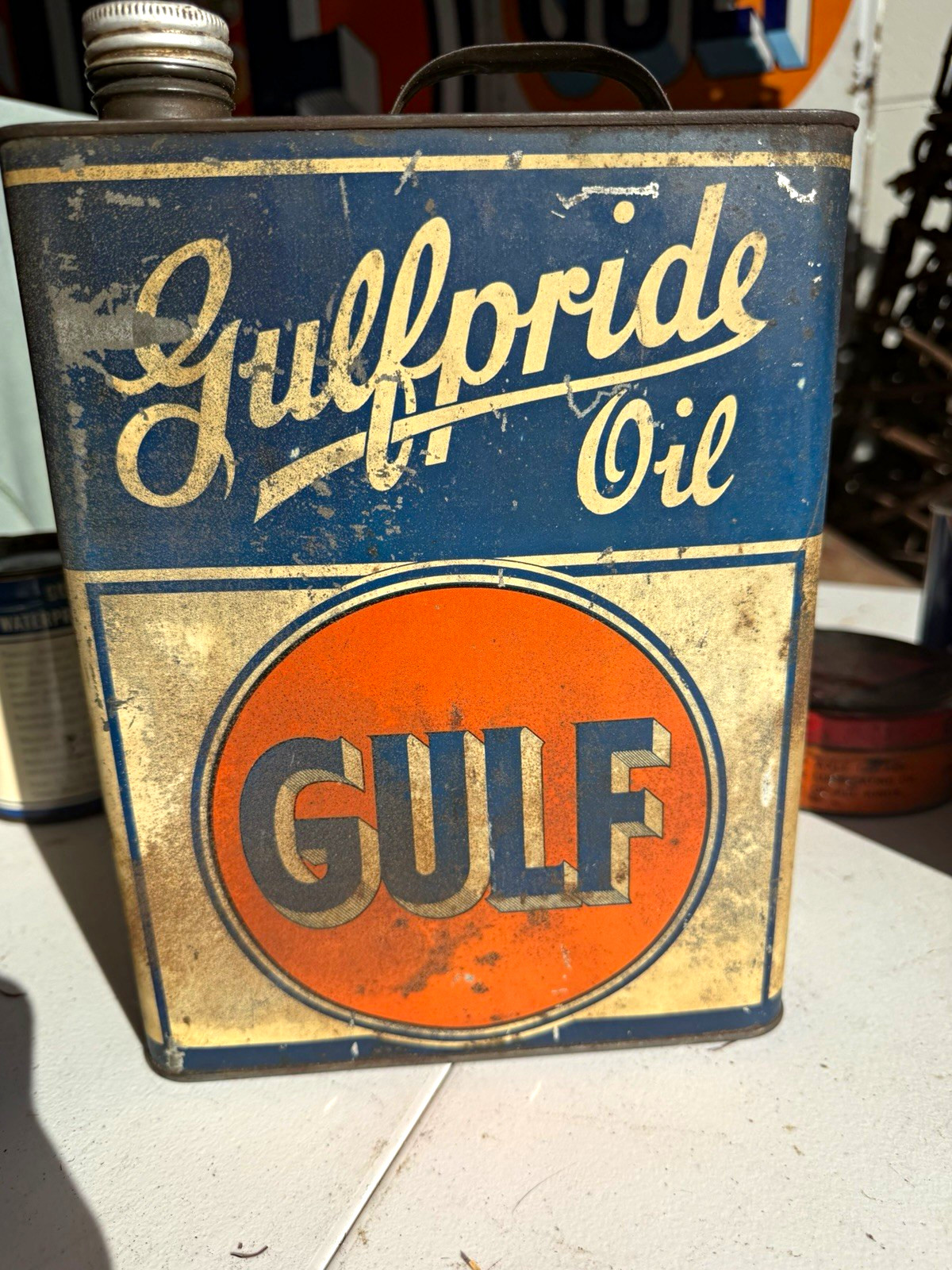 Gulf Vintage Gulf Pride Motor Oil 1 U.S. Gallon Metal Can Gulf Refining Co