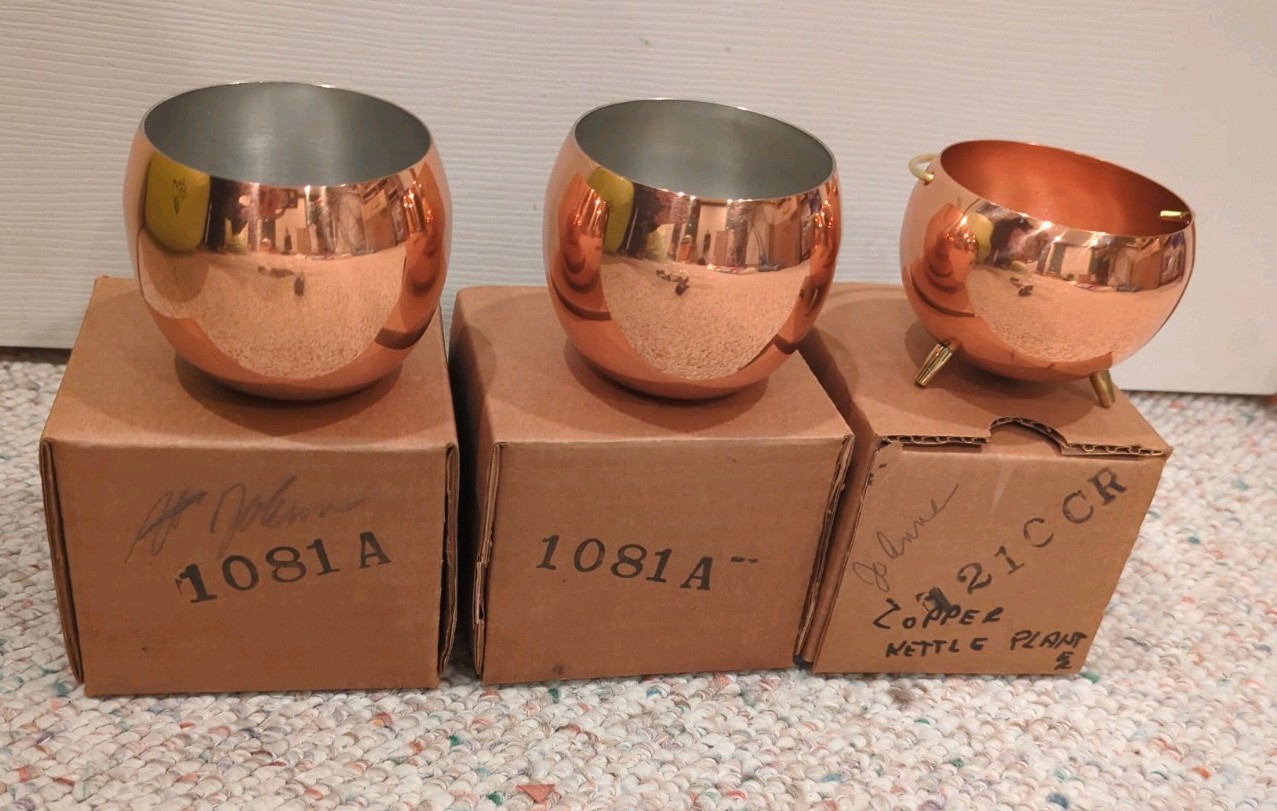 Vintage Coppercraft Guild Copper Set - Roly Poly Cups & Footed Planter Bowl MCM