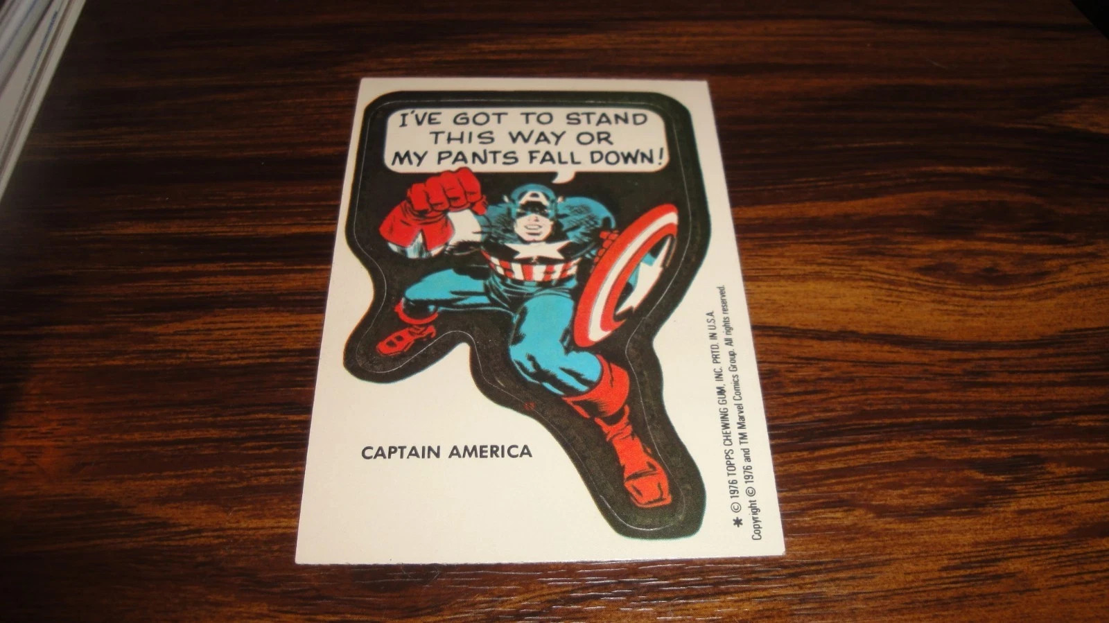 1976 Topps Marvel Comic Book Heroes Captain America Sticker 1976 Topps Marvel Comic Book Heroes Captain America Sticker