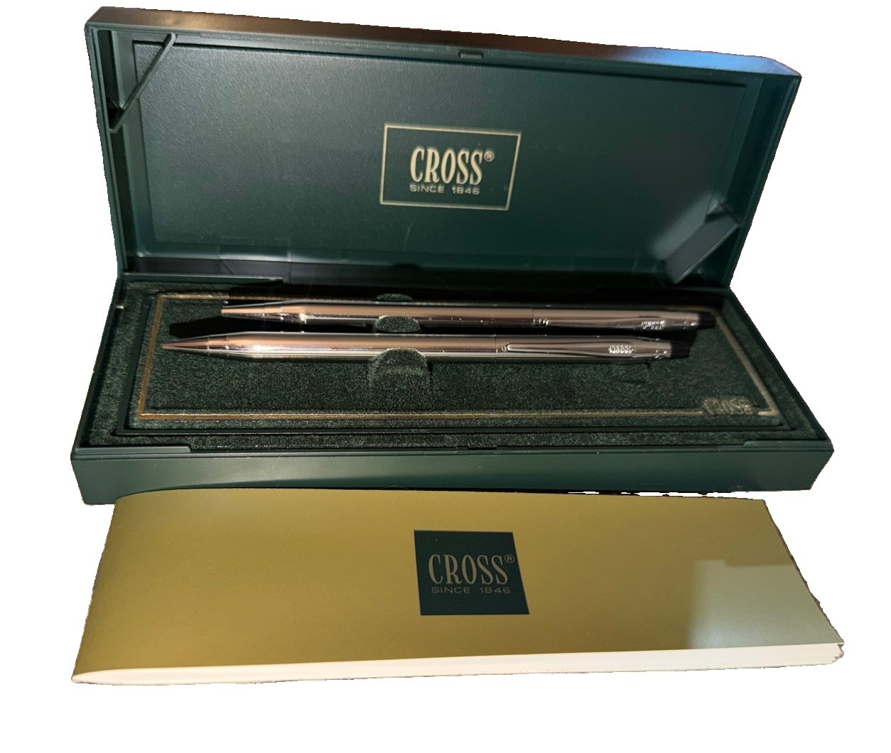 Cross Classic Century Lustrous Chrome Ballpoint Pen Pencil Set 350105 Box Tested