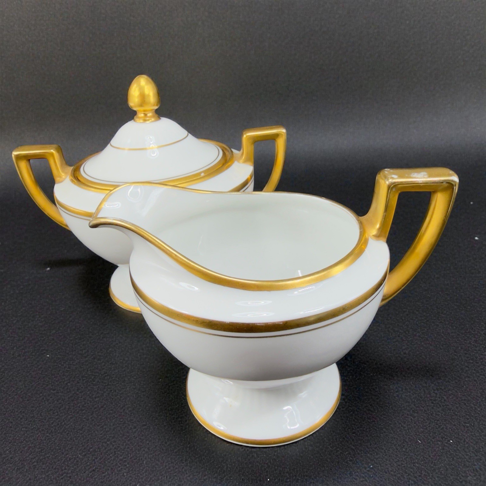 Antique Bavaria Tirschenreuth Fine Porcelain Sugar And Creamer Set Gold Trim VTG Antique Bavaria Tirschenreuth Fine Porcelain Sugar And Creamer Set Gold Trim VTG