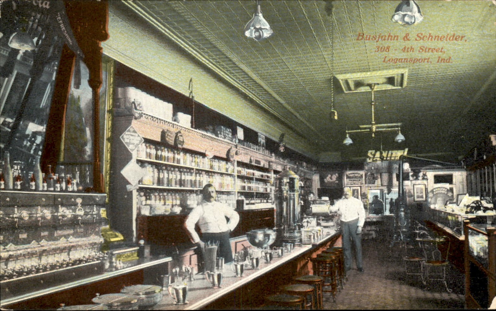 Logansport IN Restaurant Interior c1900s-10s Vintage Postcard