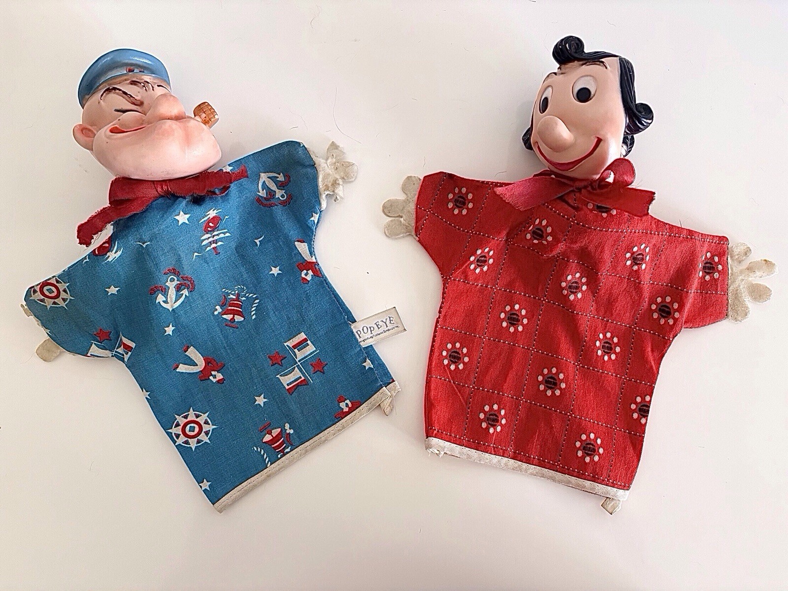 Vintage 1960s GUND Set of Popeye and Olive Oyl Hand Puppets