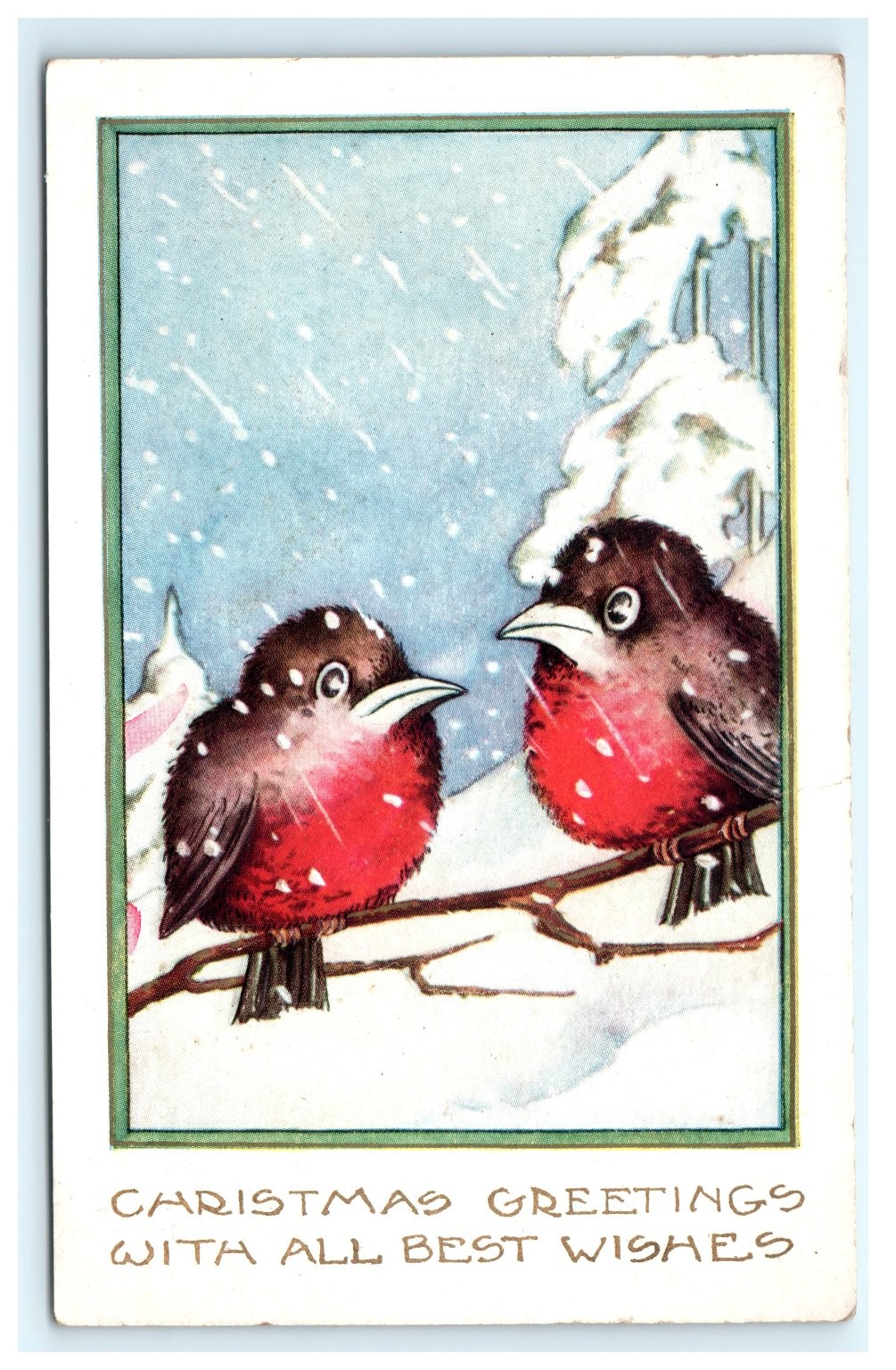 1921 Antique Christmas Postcard Robins in Snow Whitney Made Skaneateles NY 1921 Antique Christmas Postcard Robins in Snow Whitney Made Skaneateles NY