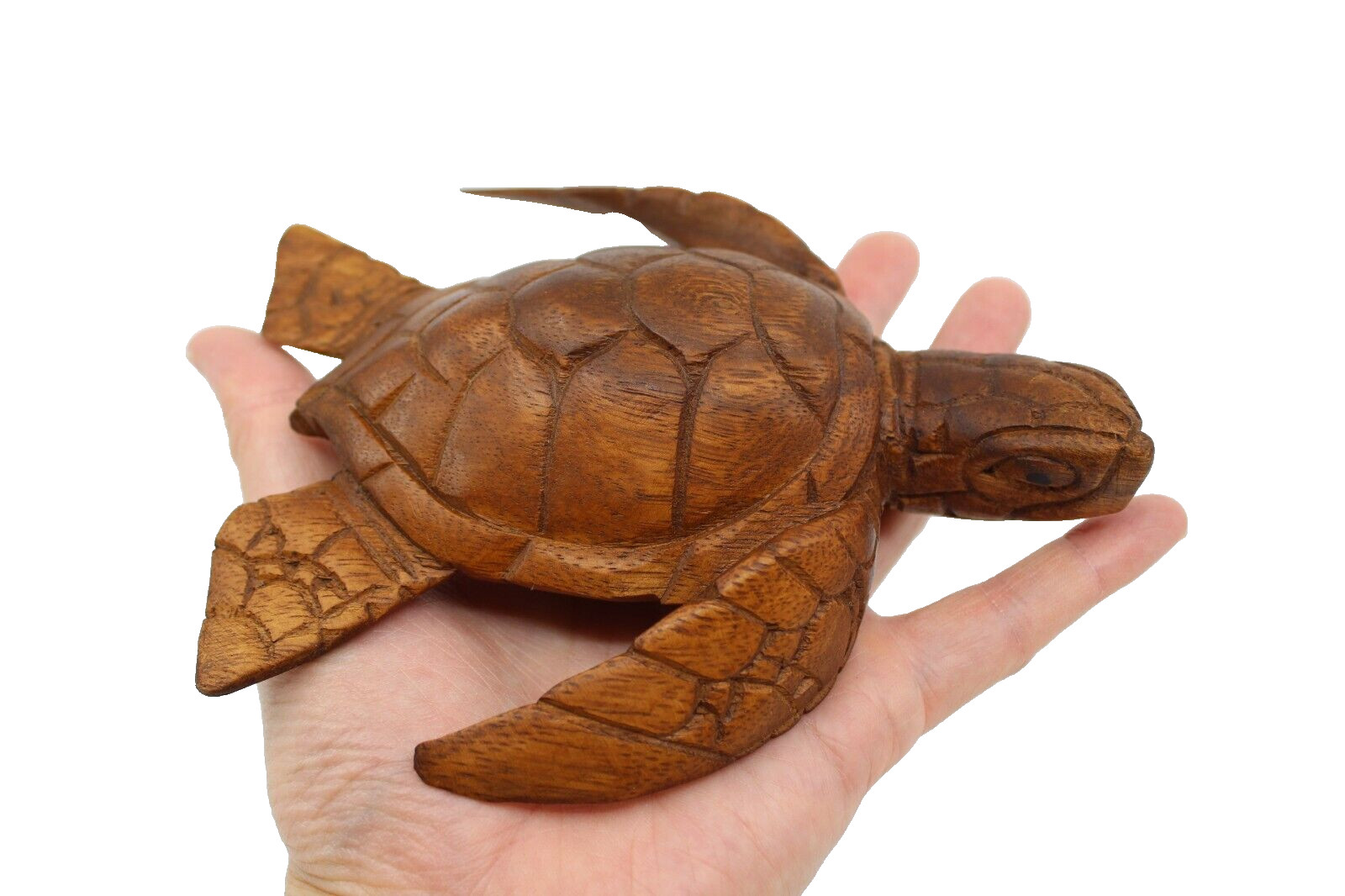 Hawaiian Sea Turtle / Honu Figure - Hand Carved Monkey Pod Wood - Medium Size Hawaiian Sea Turtle / Honu Figure - Hand Carved Monkey Pod Wood - Medium Size