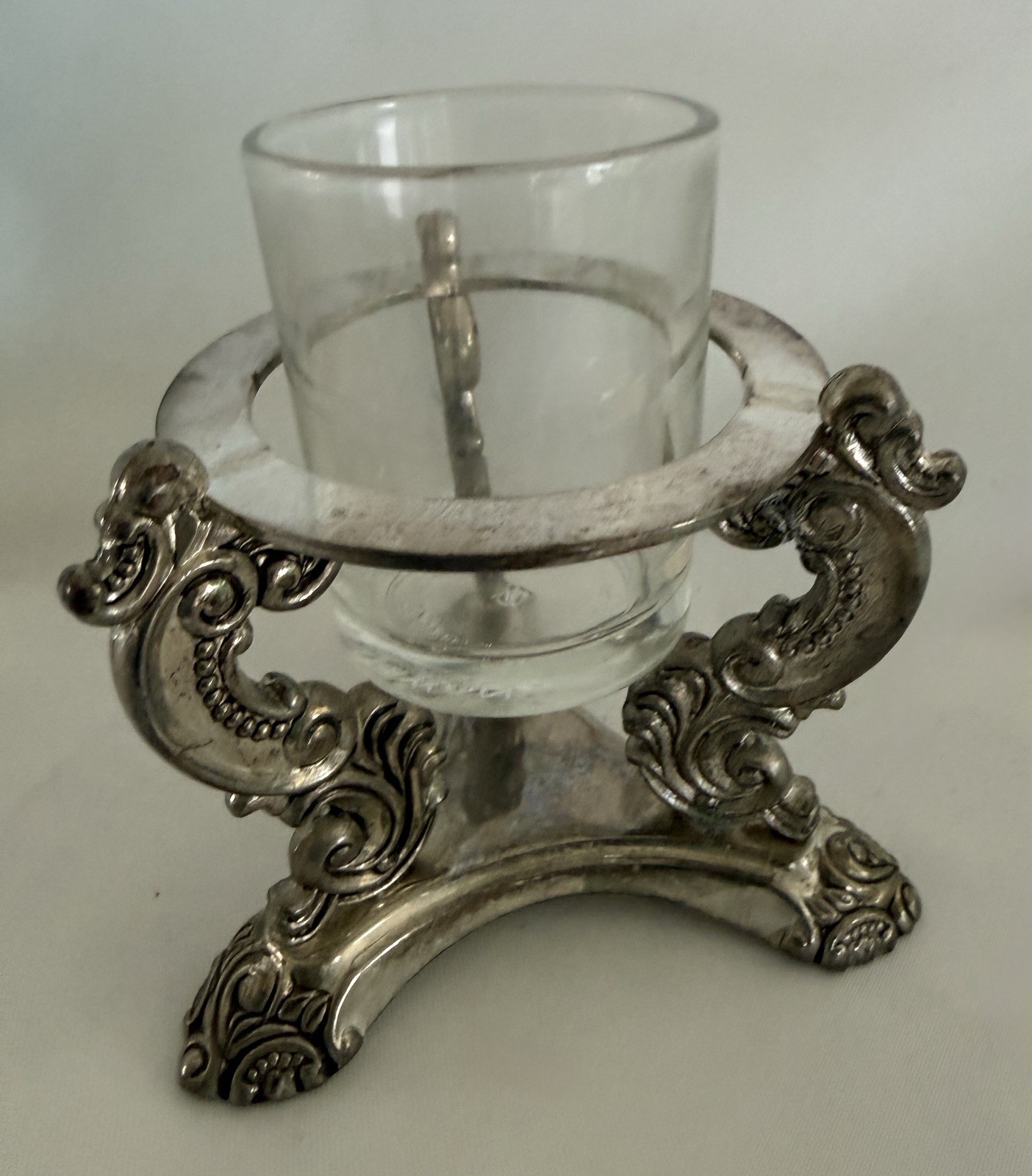 Godinger Silver Art Co. Floating Orb. Candle Holder vintage Ornate Silverplate.