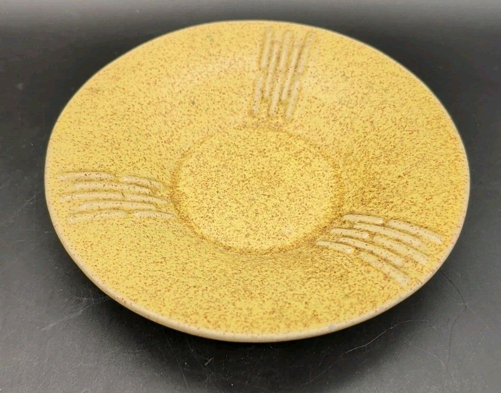 Vtg Brush McCoy Art Pottery Yellow Speckled Bulrush Cattail Bowl USA MCM 6.5