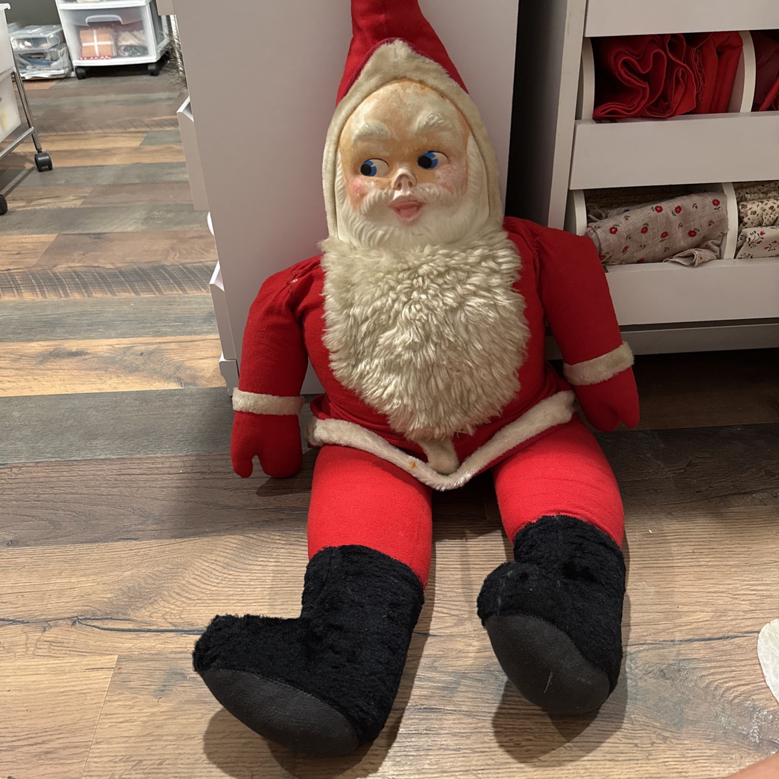 Vintage 1950's Santa Claus Rubber Face, Rushton Style 42”