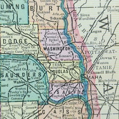 Vintage 1900 NEBRASKA  Map 14\