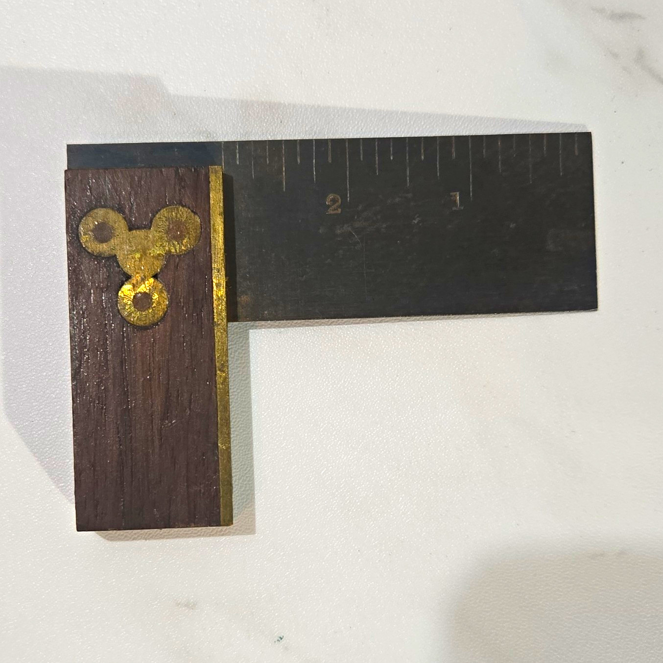 Vintage Stanley No. 20 - 4 Inch Try Square, Woodworking, Wood Stock, Brass Inlay Vintage Stanley No. 20 - 4 Inch Try Square, Woodworking, Wood Stock, Brass Inlay