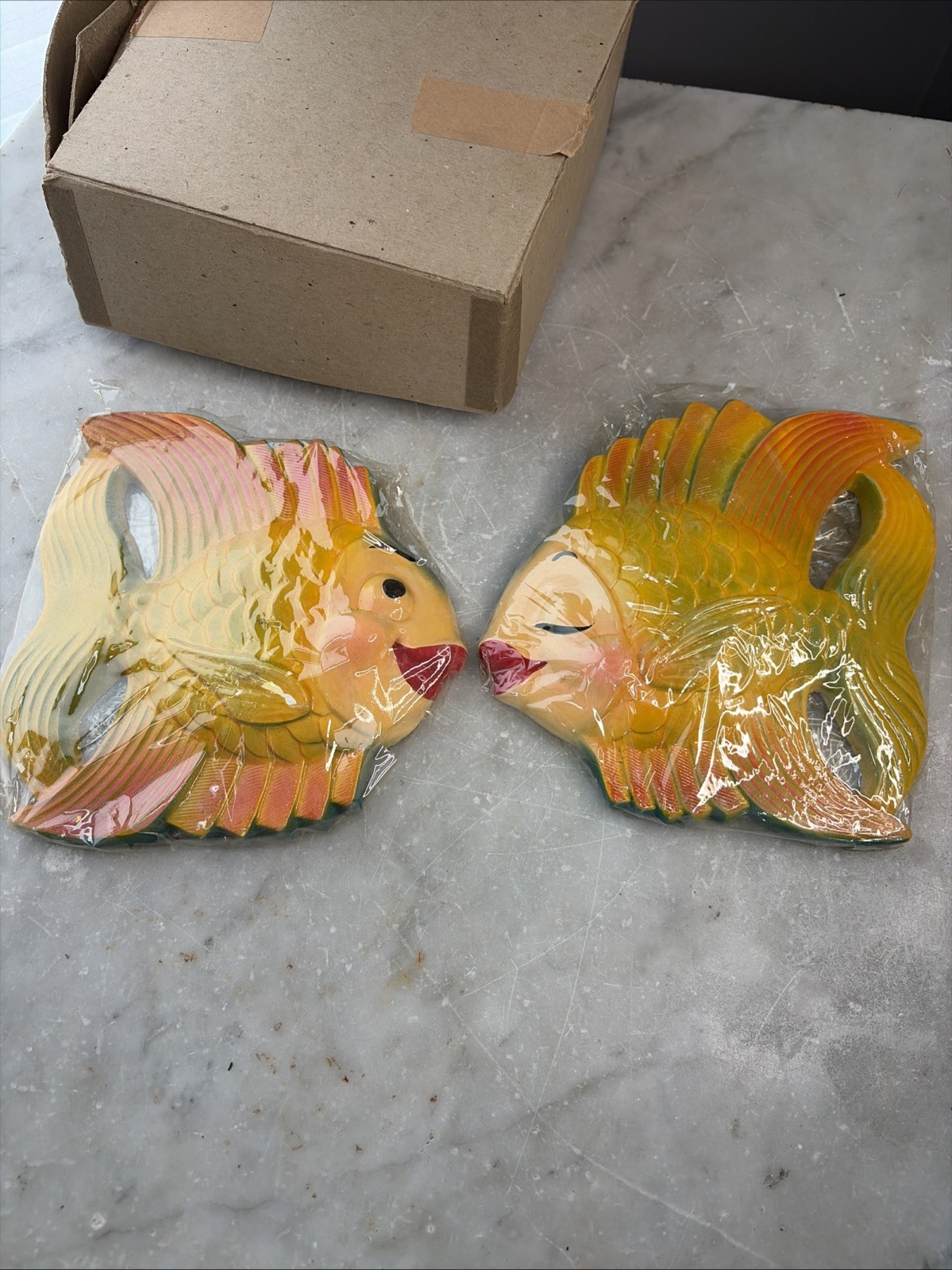 Vintage 1954Miller Studio Aquatic Kitsch Chalkware Wall Art Mr& Mrs Fish Vintage 1954Miller Studio Aquatic Kitsch Chalkware Wall Art Mr& Mrs Fish