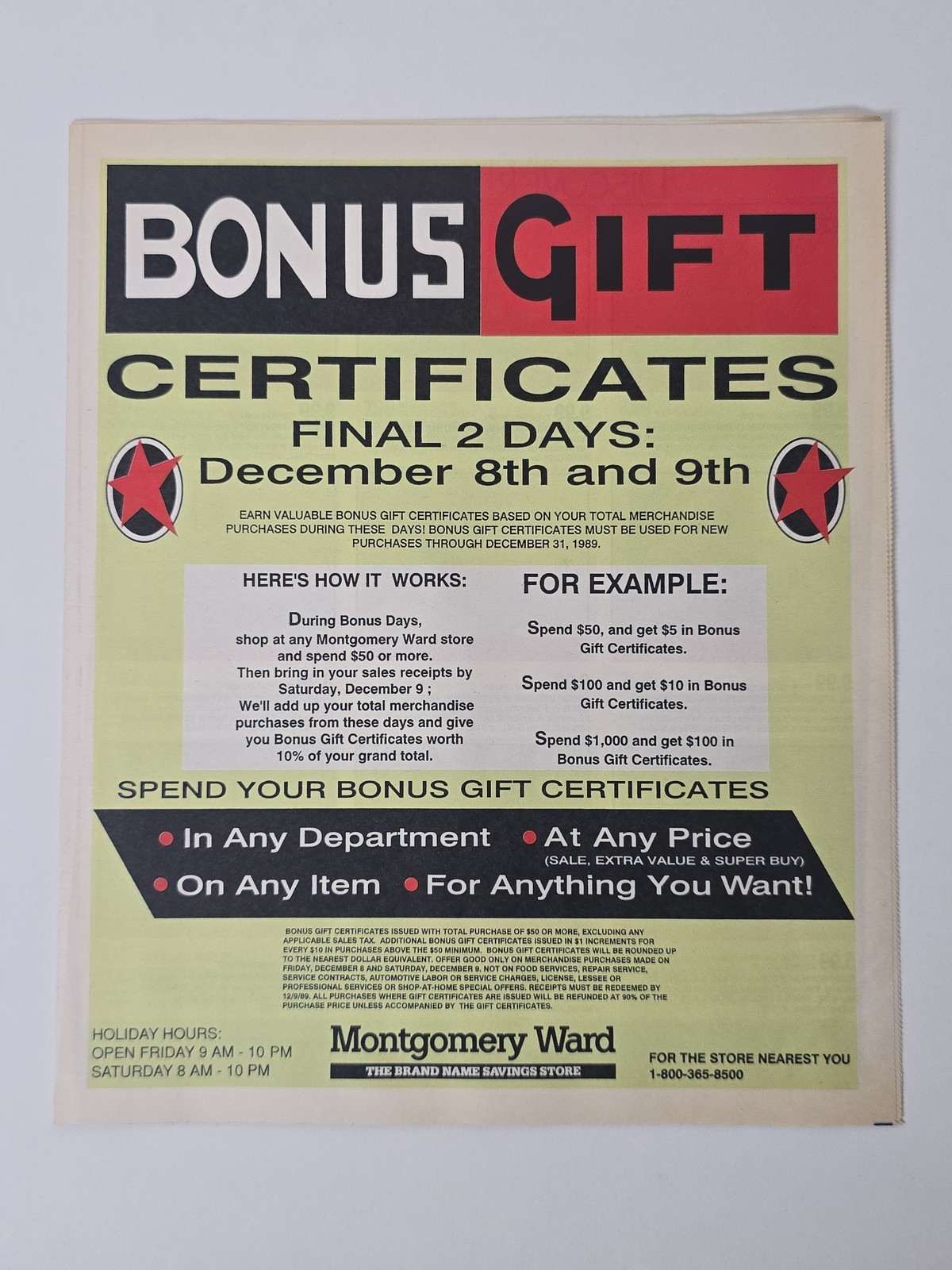 1989 Montgomery Ward Bonus Gift Certificates Sony Pioneer TV 12 Page Catalog