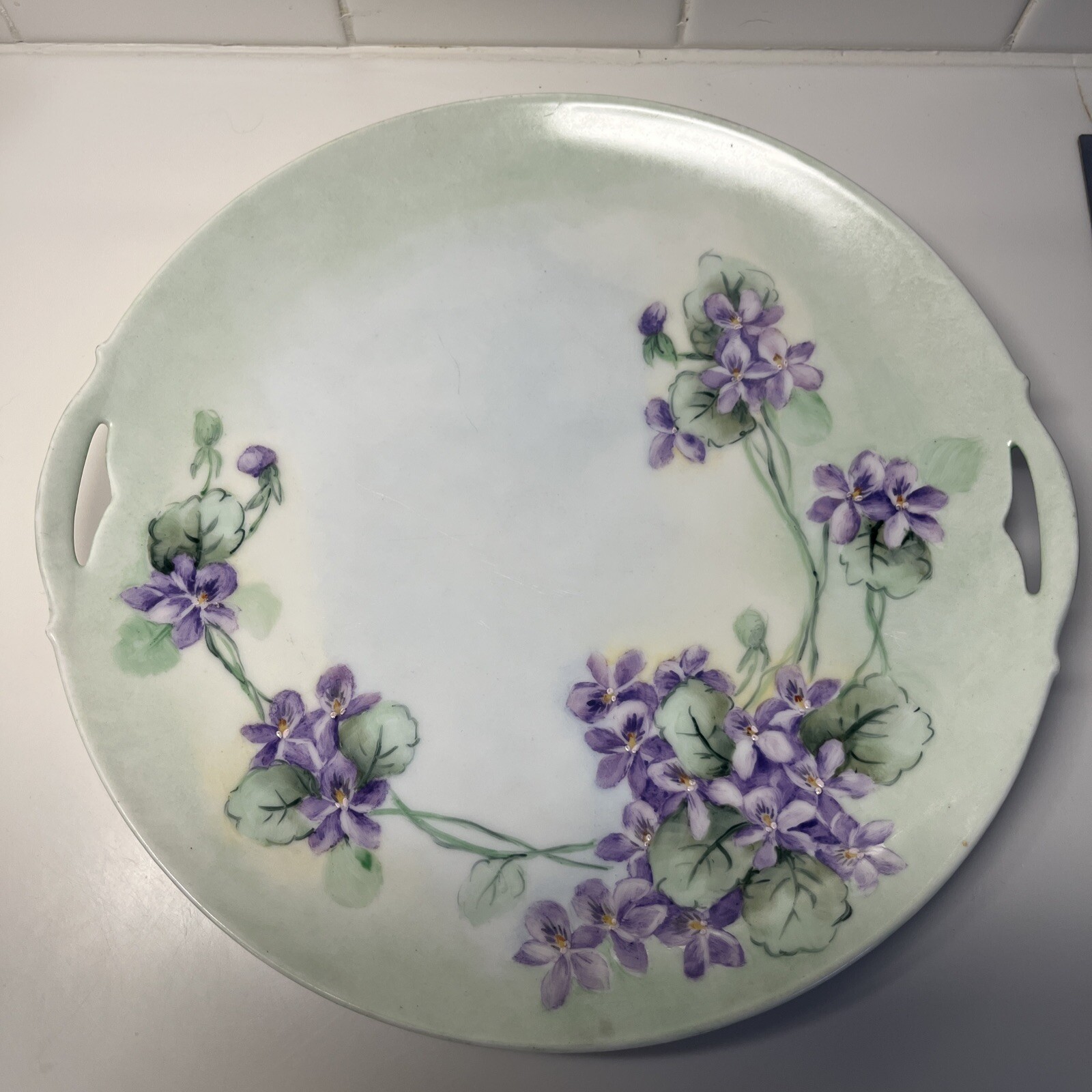 Antique 1890-1915 KPM Wilkinson Porcelain Hand Painted Handled Plate Antique 1890-1915 KPM Wilkinson Porcelain Hand Painted Handled Plate