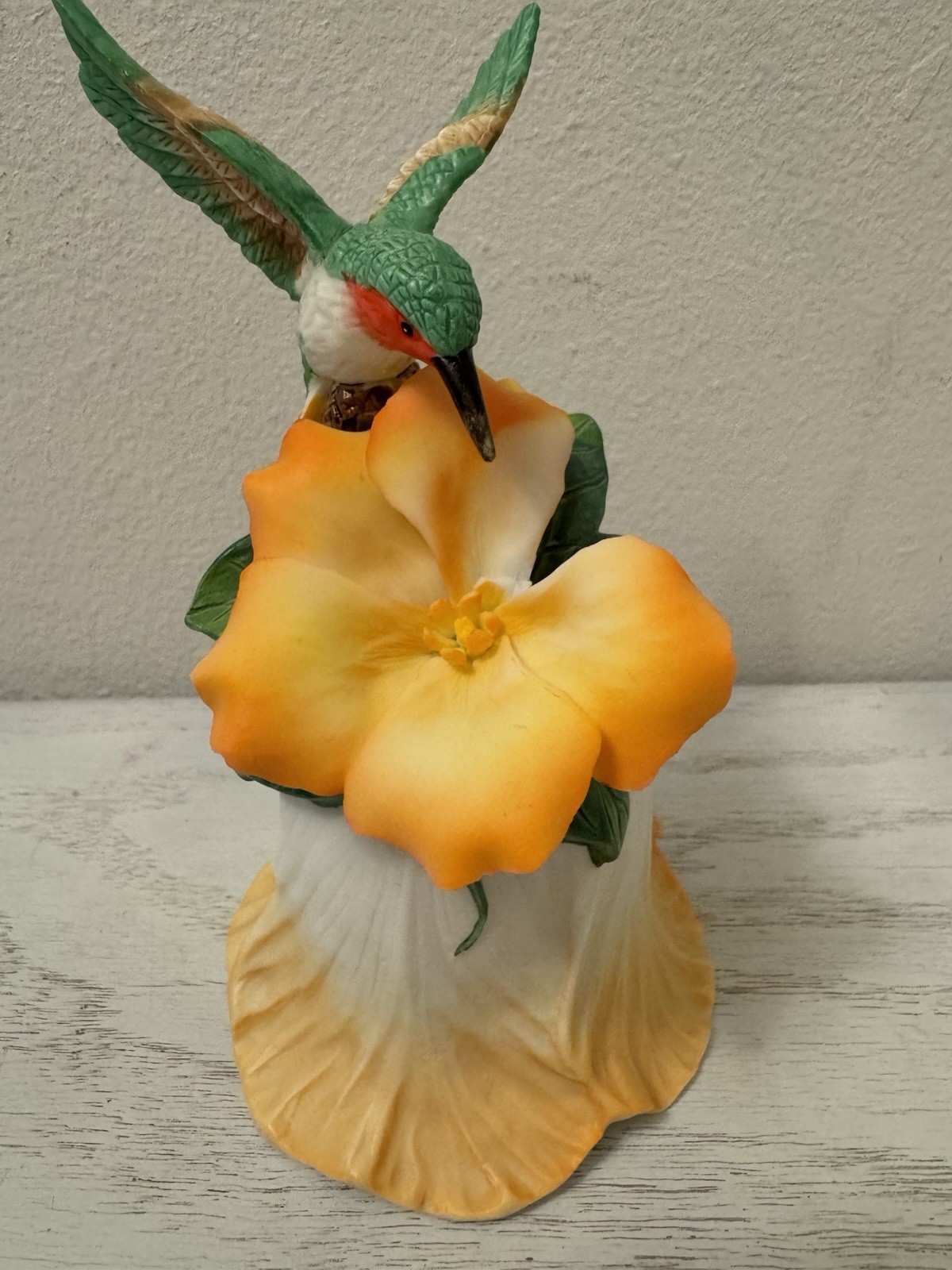 Porcelain Bell Hummingbird Orange Flour With One Pedal Missing ￼