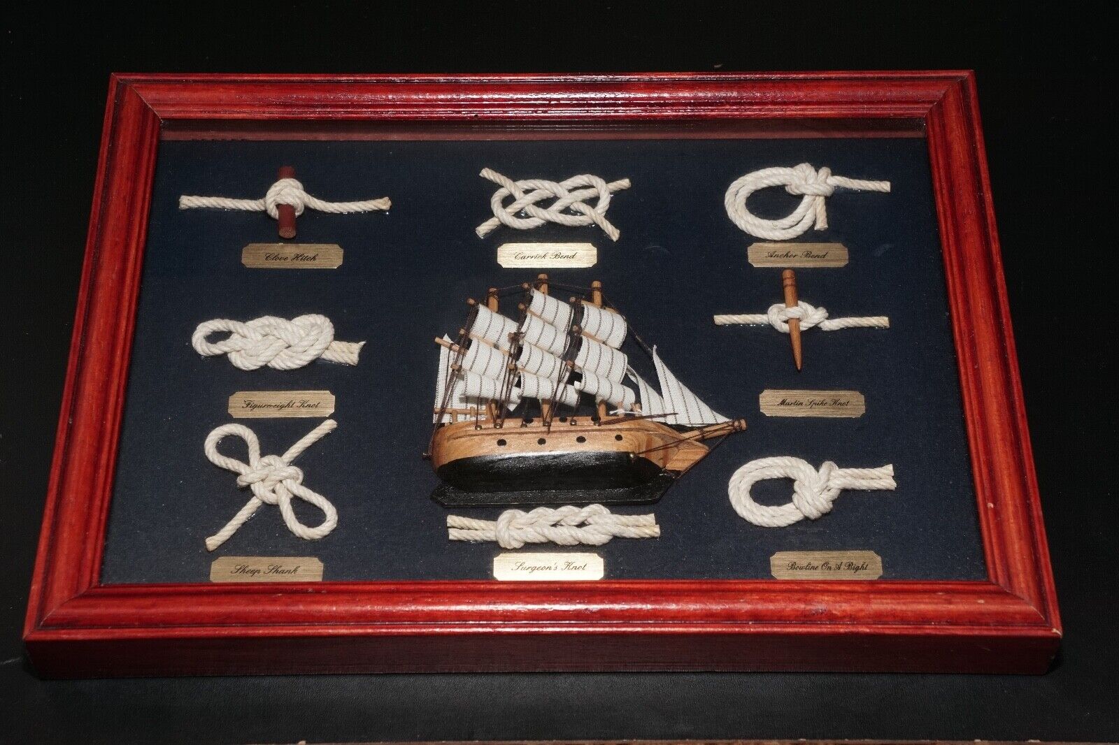 Framed nautical maritime wall art -  Knots, sailing ship