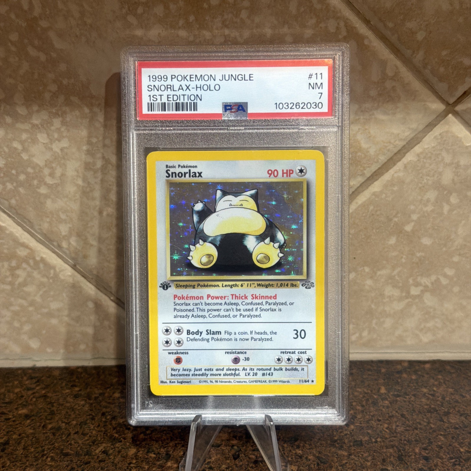 Snorlax-Holo #11 1999 Pokemon Jungle PSA 7 1st Edition Snorlax-Holo #11 1999 Pokemon Jungle PSA 7 1st Edition