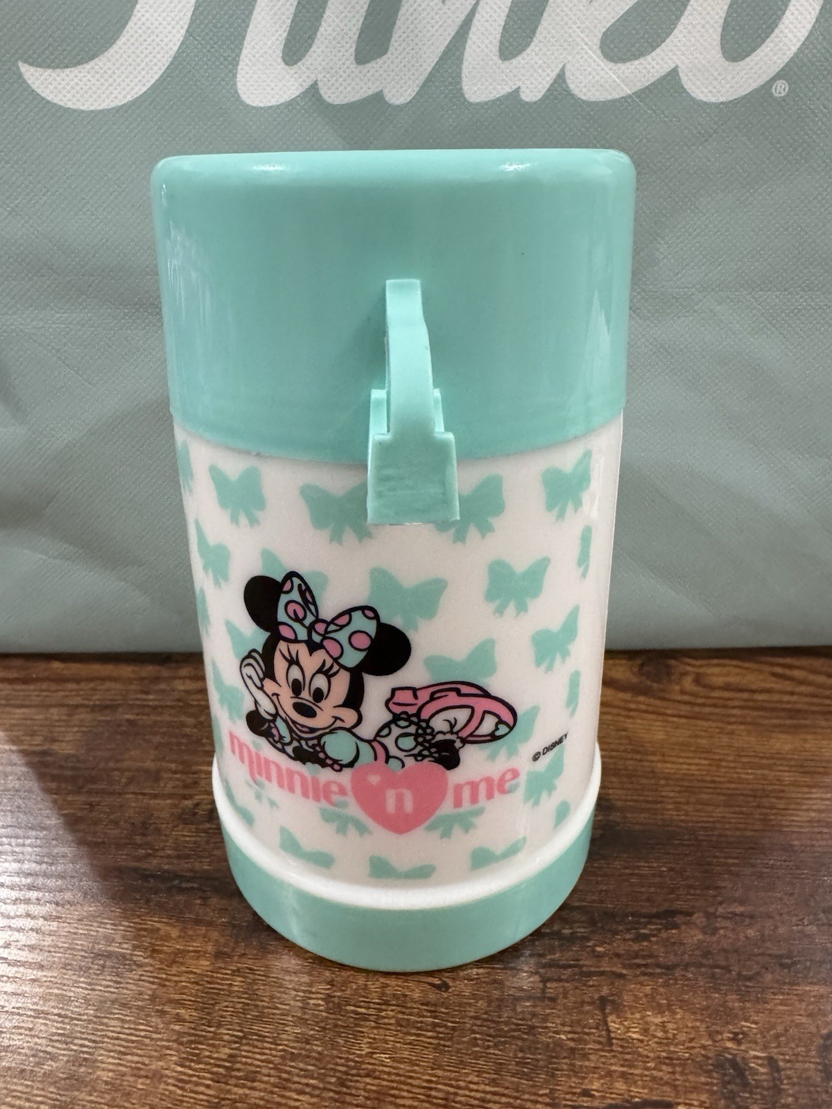 VTG Minnie ‘n Me Disney thermos turquoise/aqua Minnie Mouse Mickey 80s Cartoons