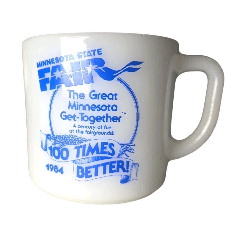Vintage 1984 Minnesota State Fair Milk Glass Mug \