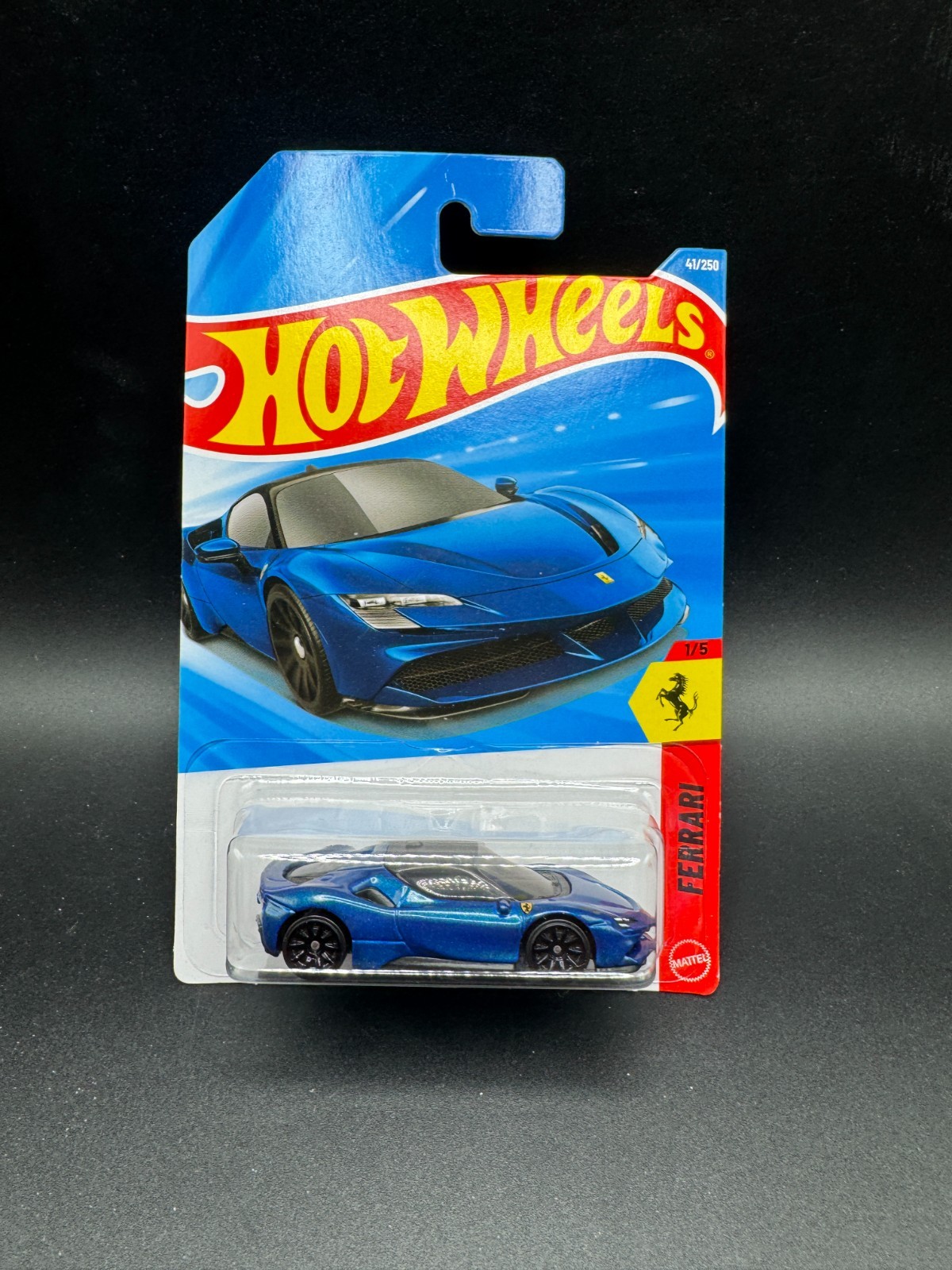 HOT WHEELS FERRARI SF90 STRAFDALE BLUE 41/250 T7 HOT WHEELS FERRARI SF90 STRAFDALE BLUE 41/250 T7