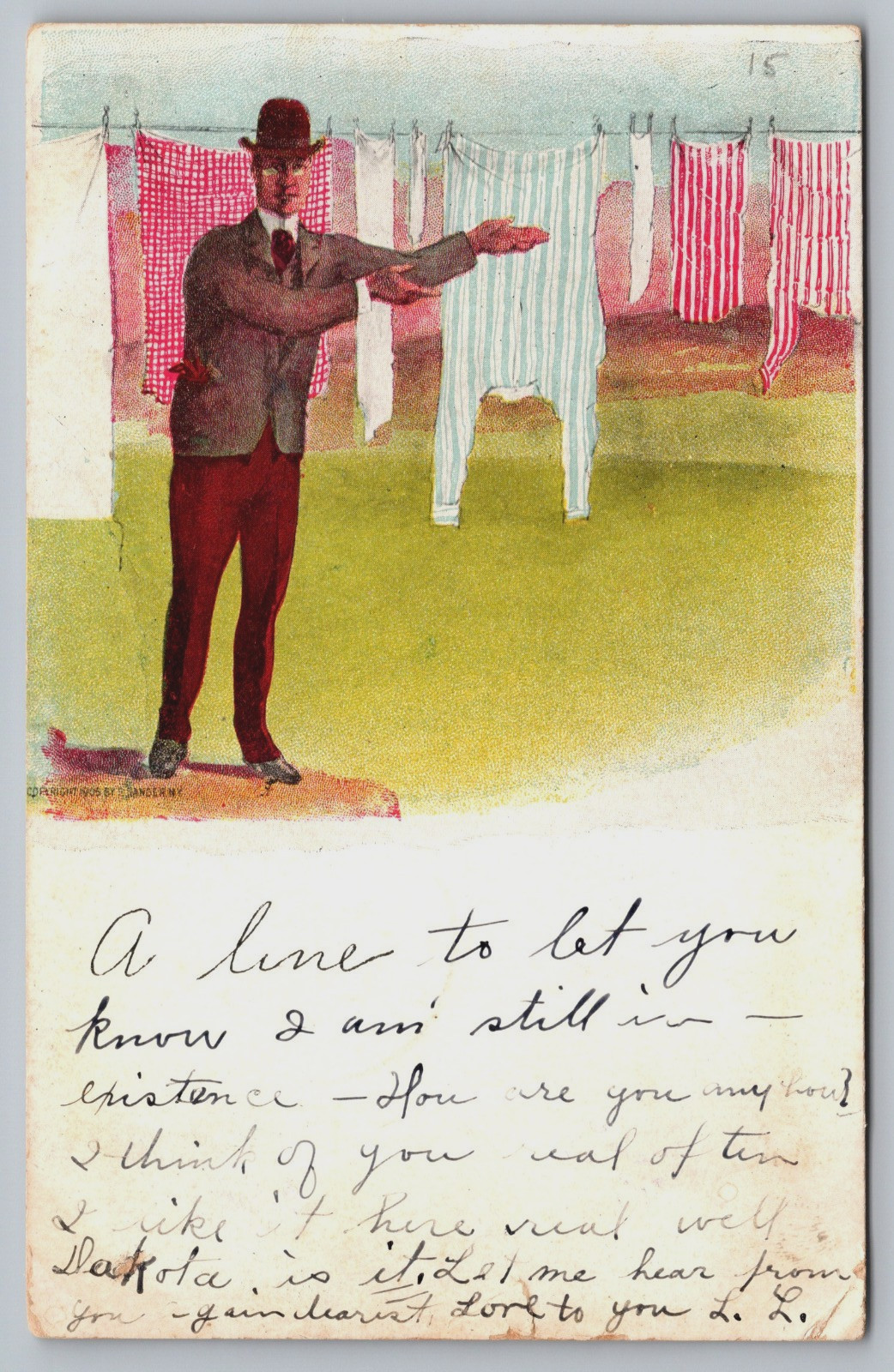 Visual Pun, Humor from year 1907, Vintage Postcard Visual Pun, Humor from year 1907, Vintage Postcard