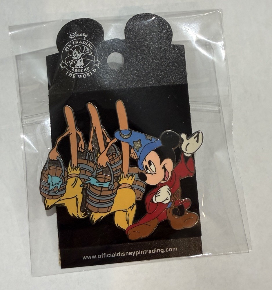 2002 Disney DLR Sorcerer Mickey Mouse with Dancing Brooms Hat Pin