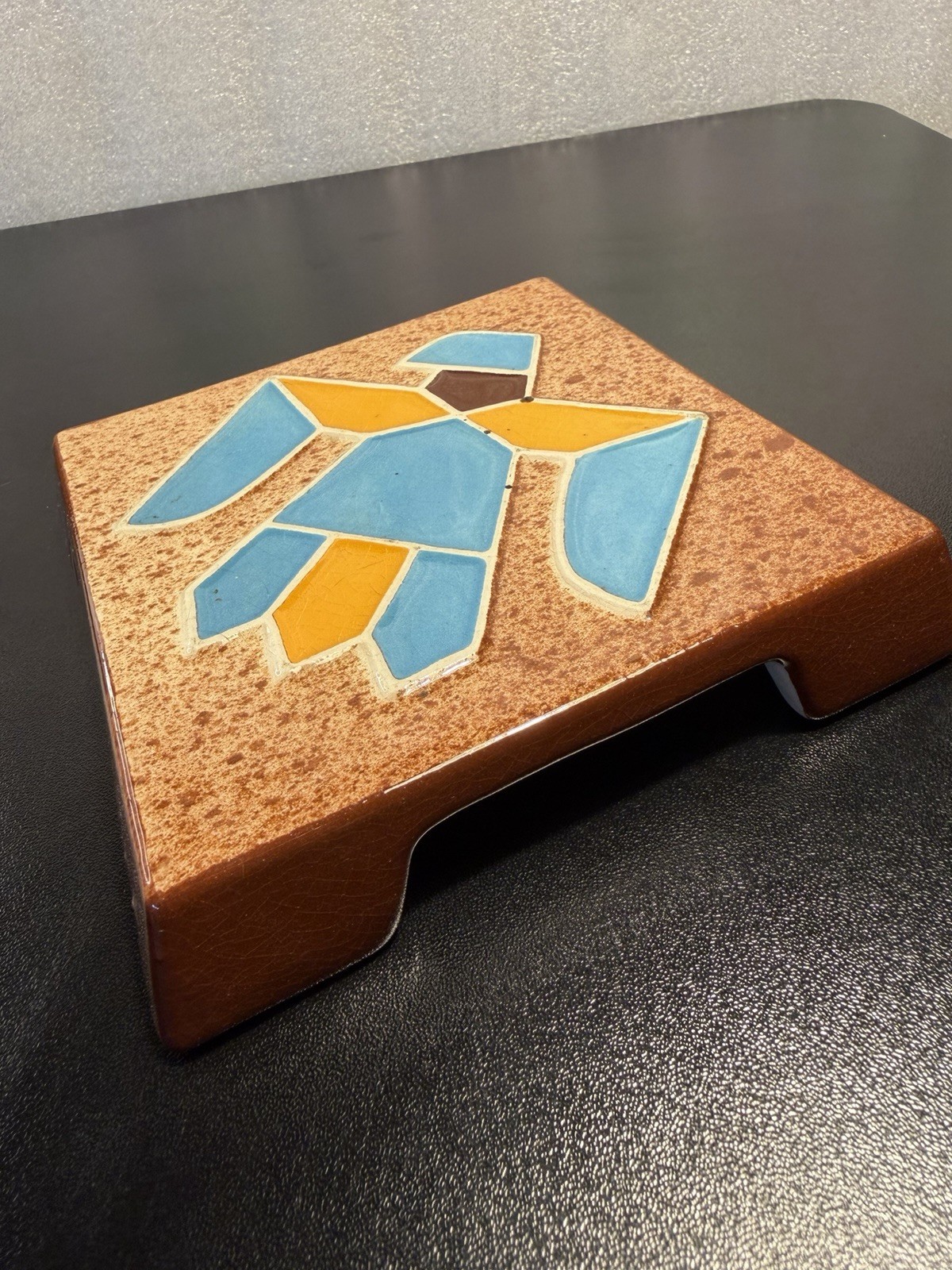 Vintage Legendware Art Tile Trivet  Sedona Arizona Footed Southwest Thunderbird