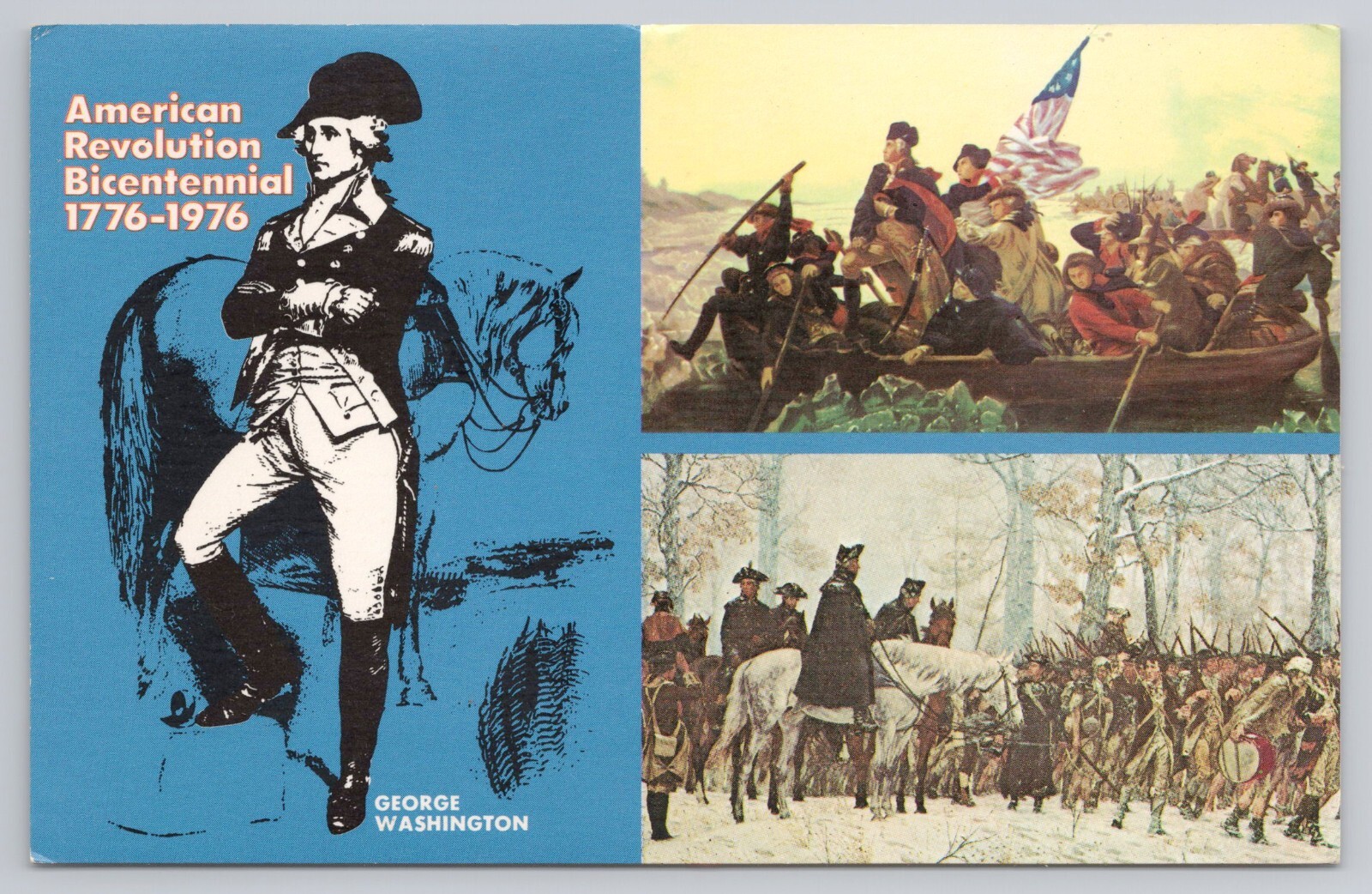 Postcard George Washington Crossing & Visit to Valley Forge American Revolution 