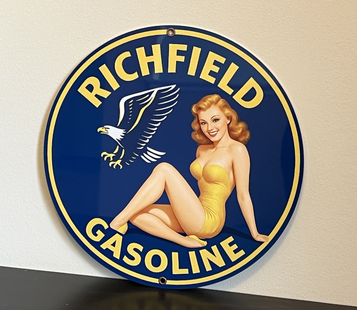 Richfield  Gasoline Pinup Vintage  Style Metal Sign Advertise In HI Gloss